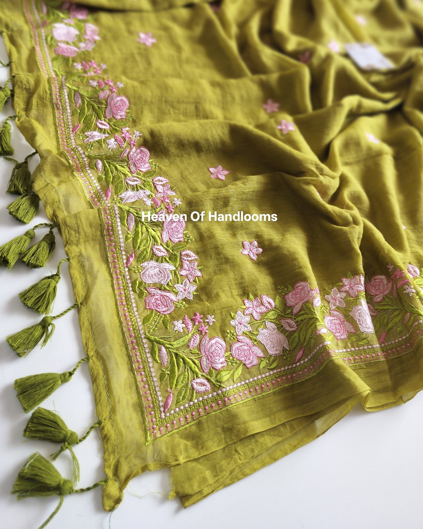 Festive Saree - Mehandi Gulab