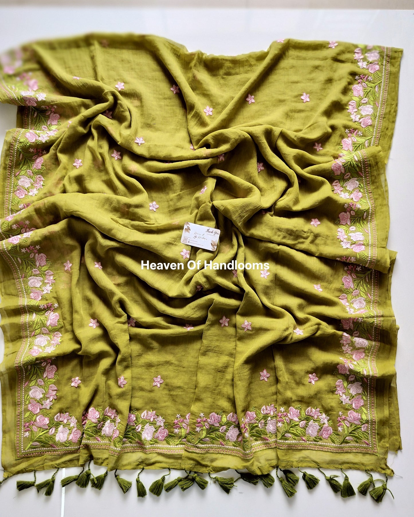 Festive Saree - Mehandi Gulab