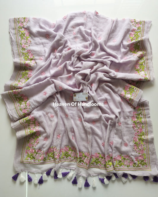 Festive Saree - Pastel Purple Gulab