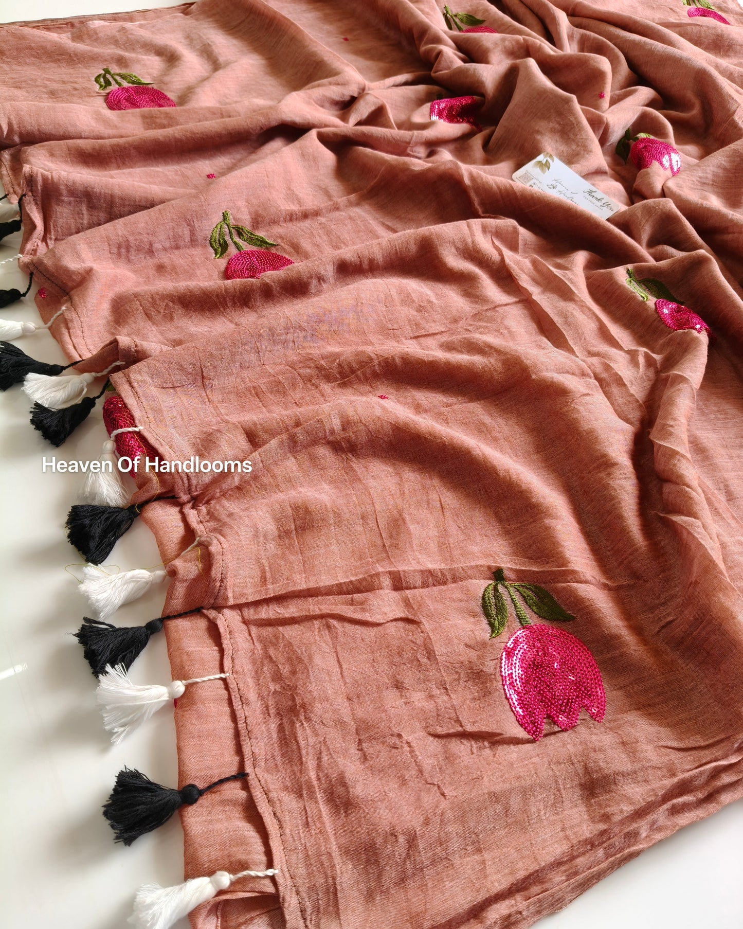 Festive Saree - Cinnamon Sequence Tulip