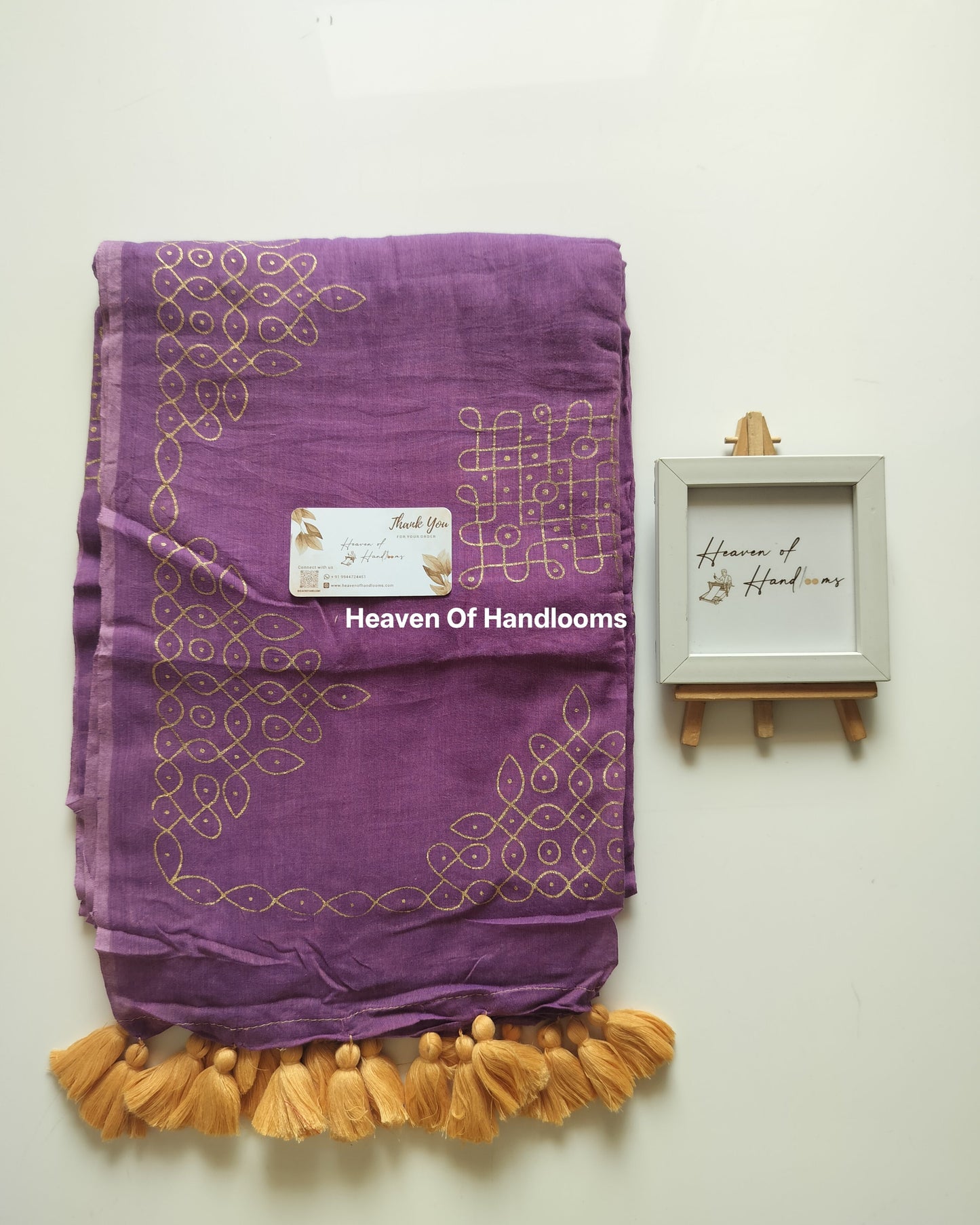 Printed Saree - Purple Kolam