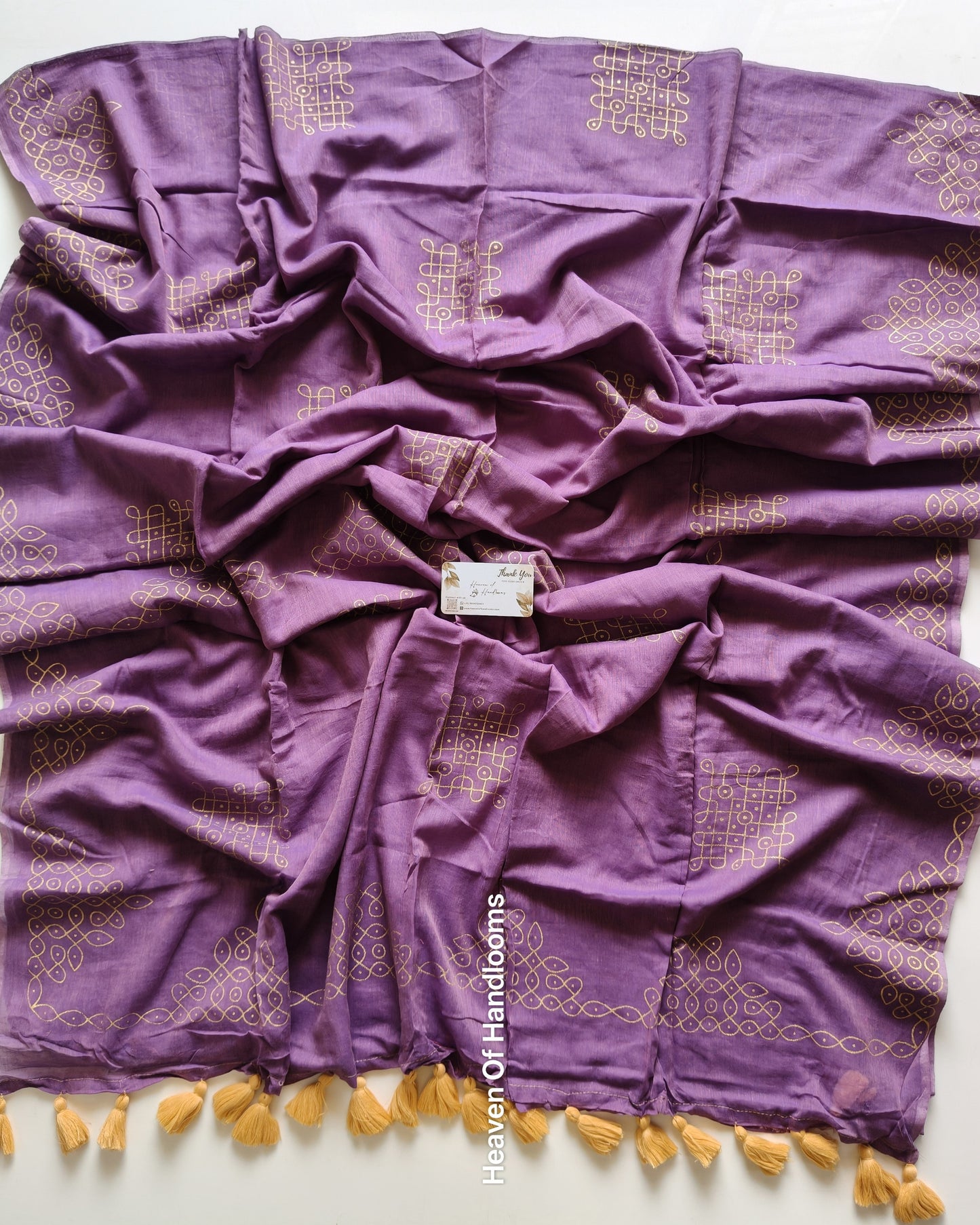 Printed Saree - Purple Kolam