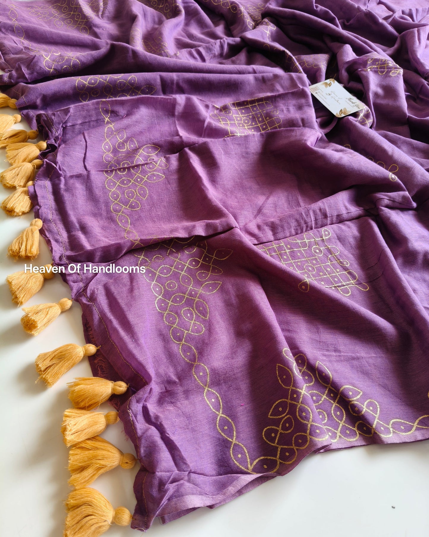 Printed Saree - Purple Kolam