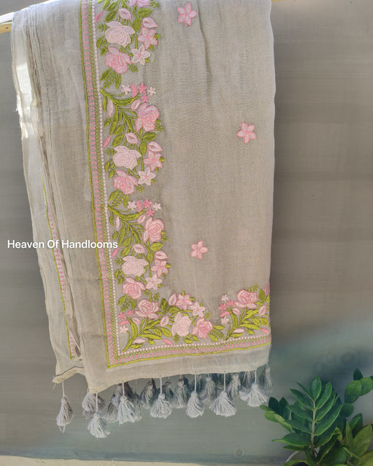 Festive Saree - Gray Gulab