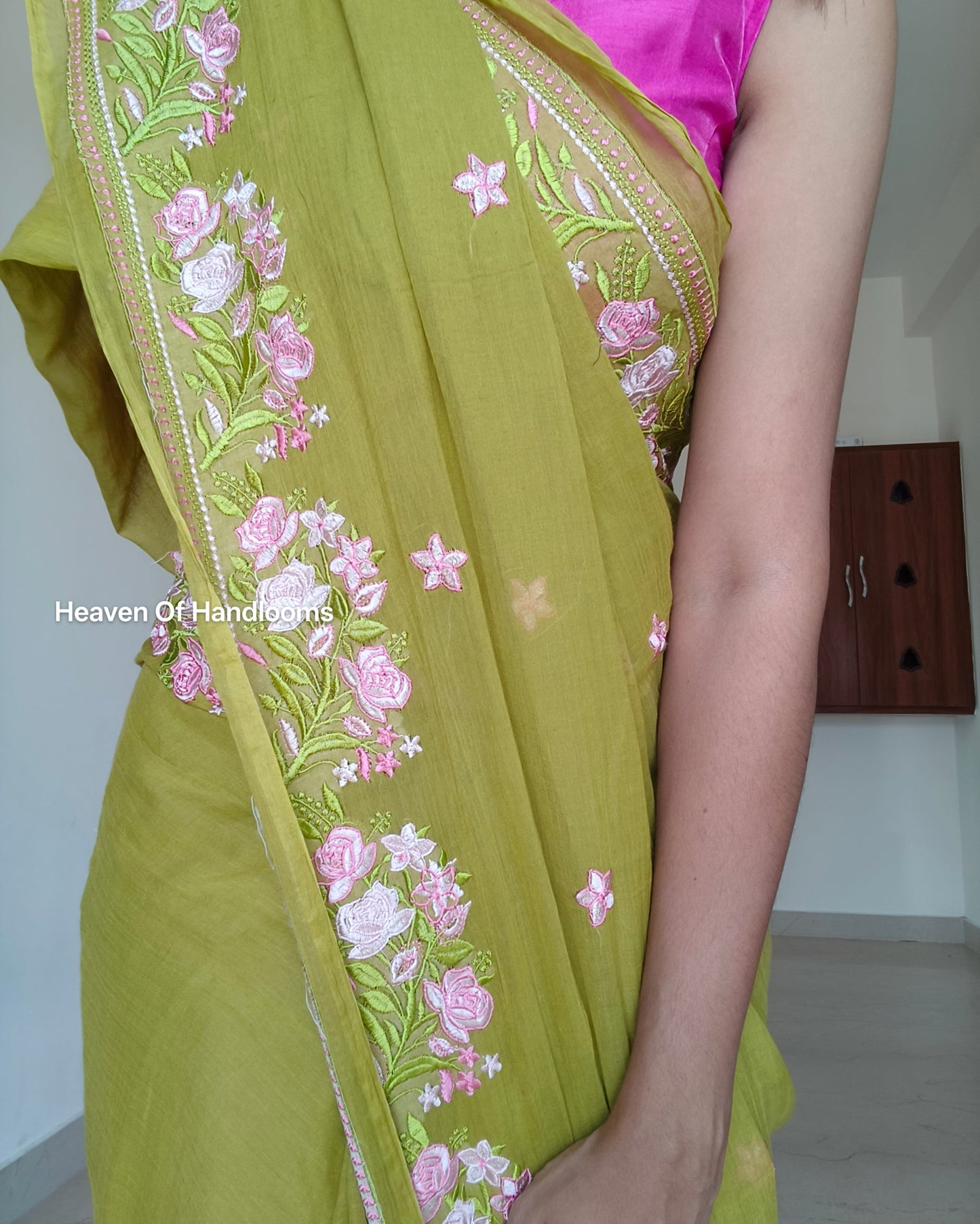Festive Saree - Mehandi Gulab