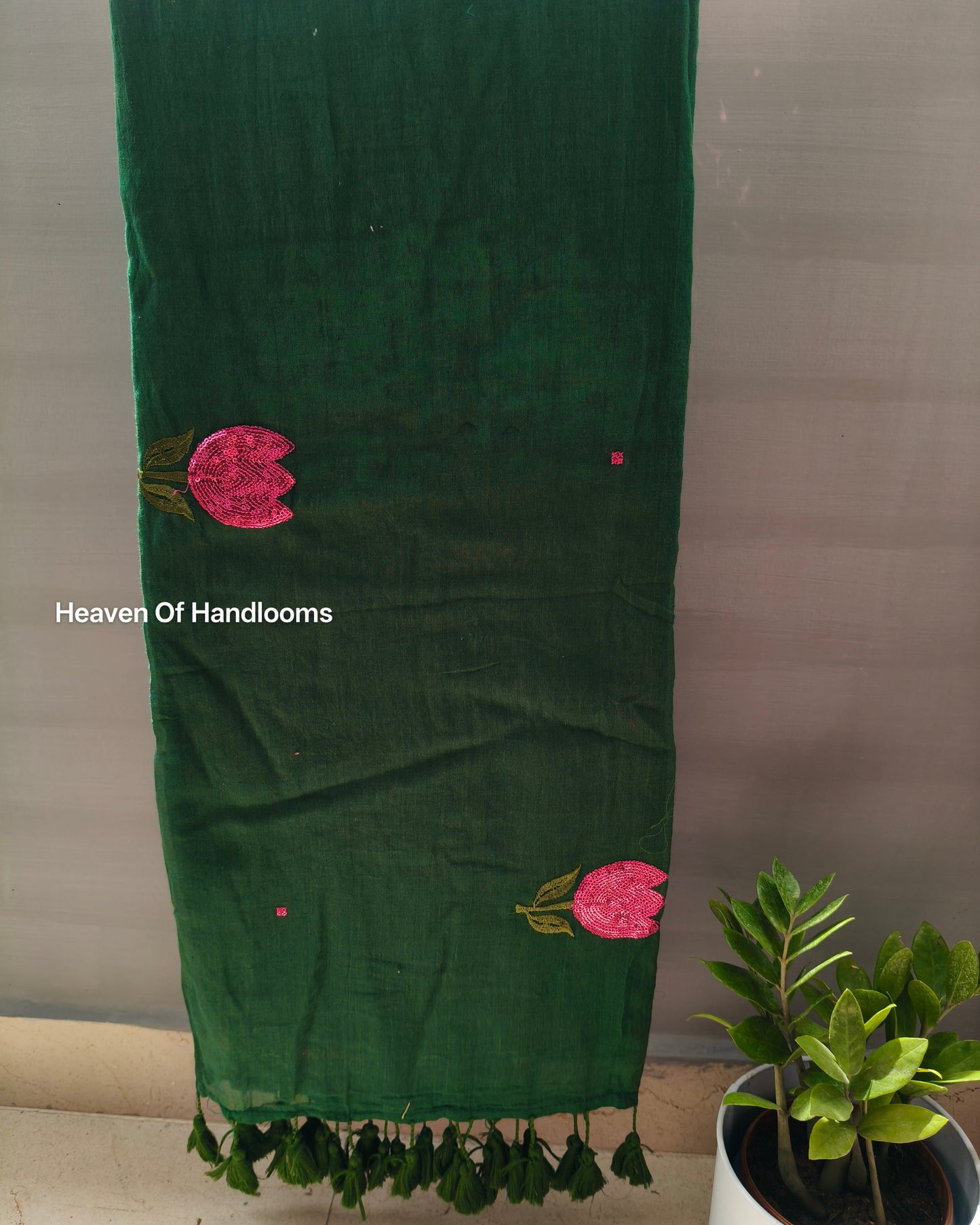 Festive Saree - Green Sequence Tulip