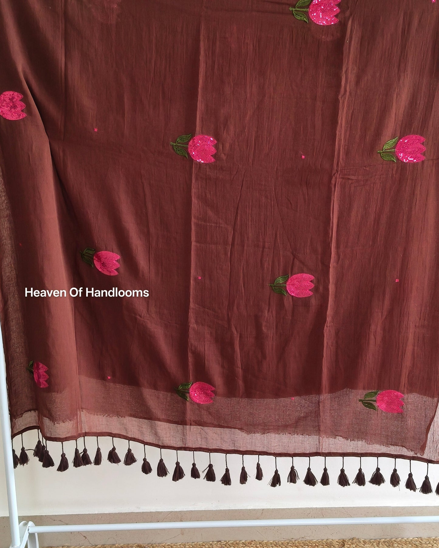 Festive Saree - Brown Sequence Tulip