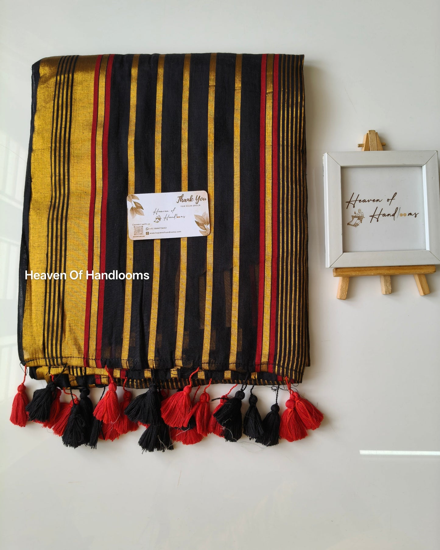 Festive Saree - Black Zari Stripe