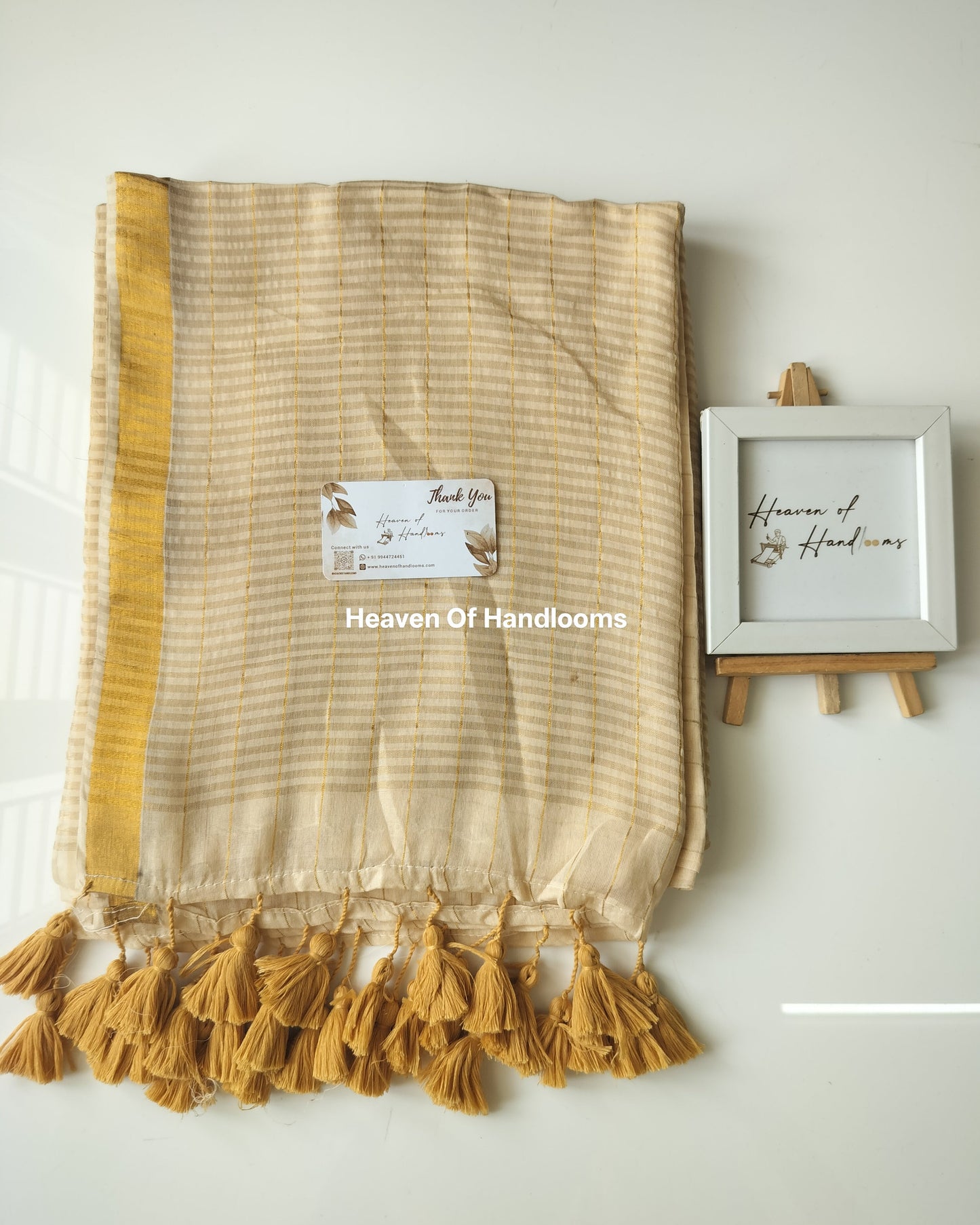 Onam-Vishu Saree -Cream Check With Golden Border