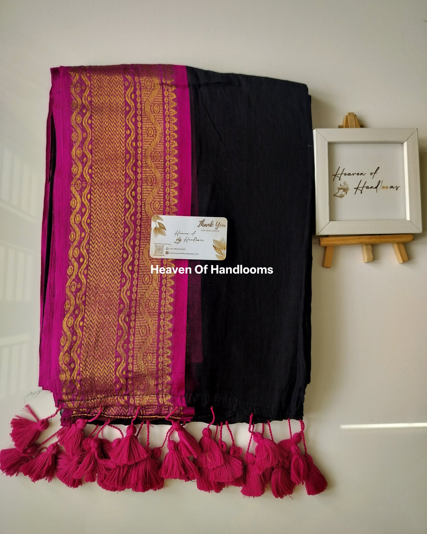 Festive Saree - Black Pink Kanchi