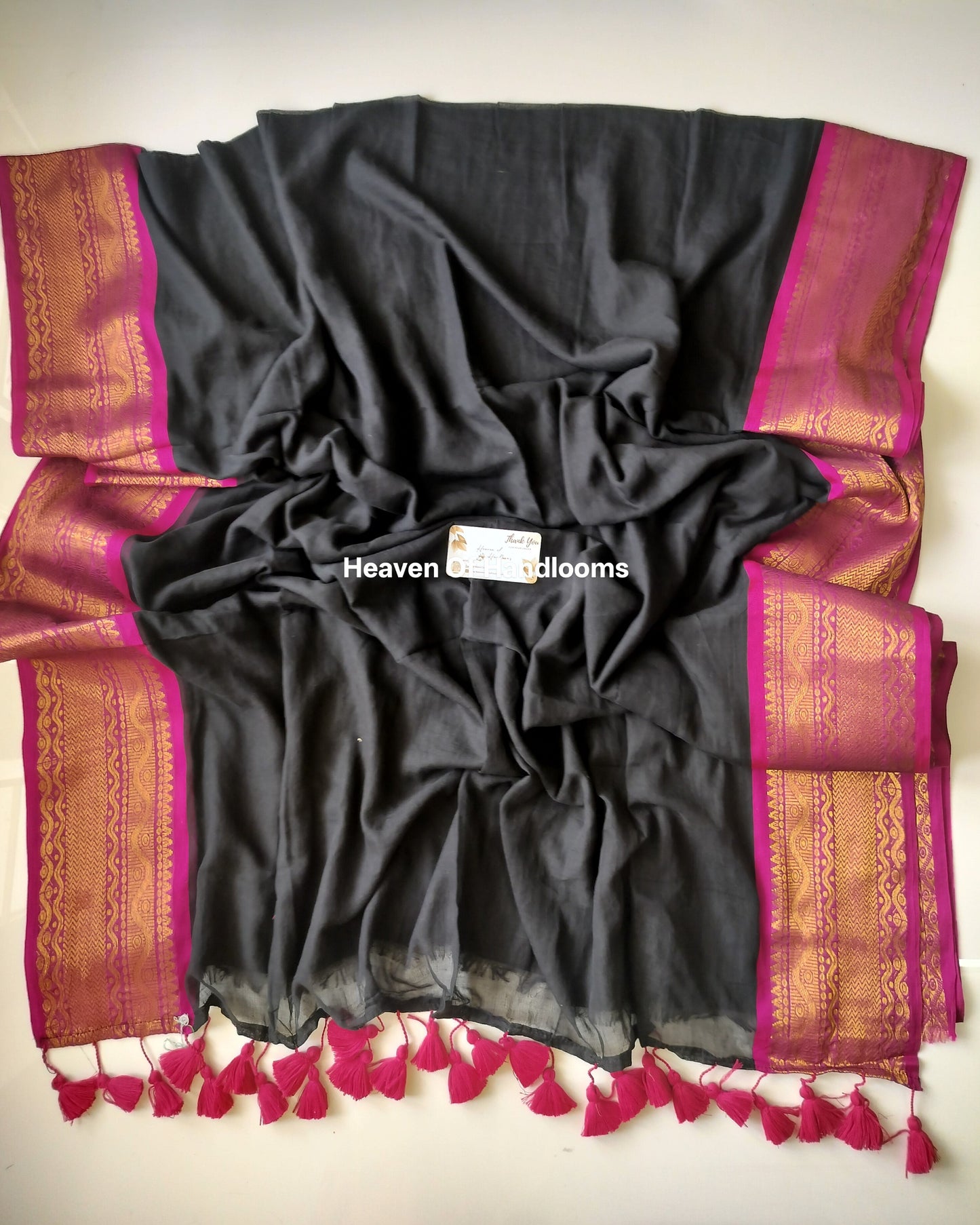Festive Saree - Black Pink Kanchi
