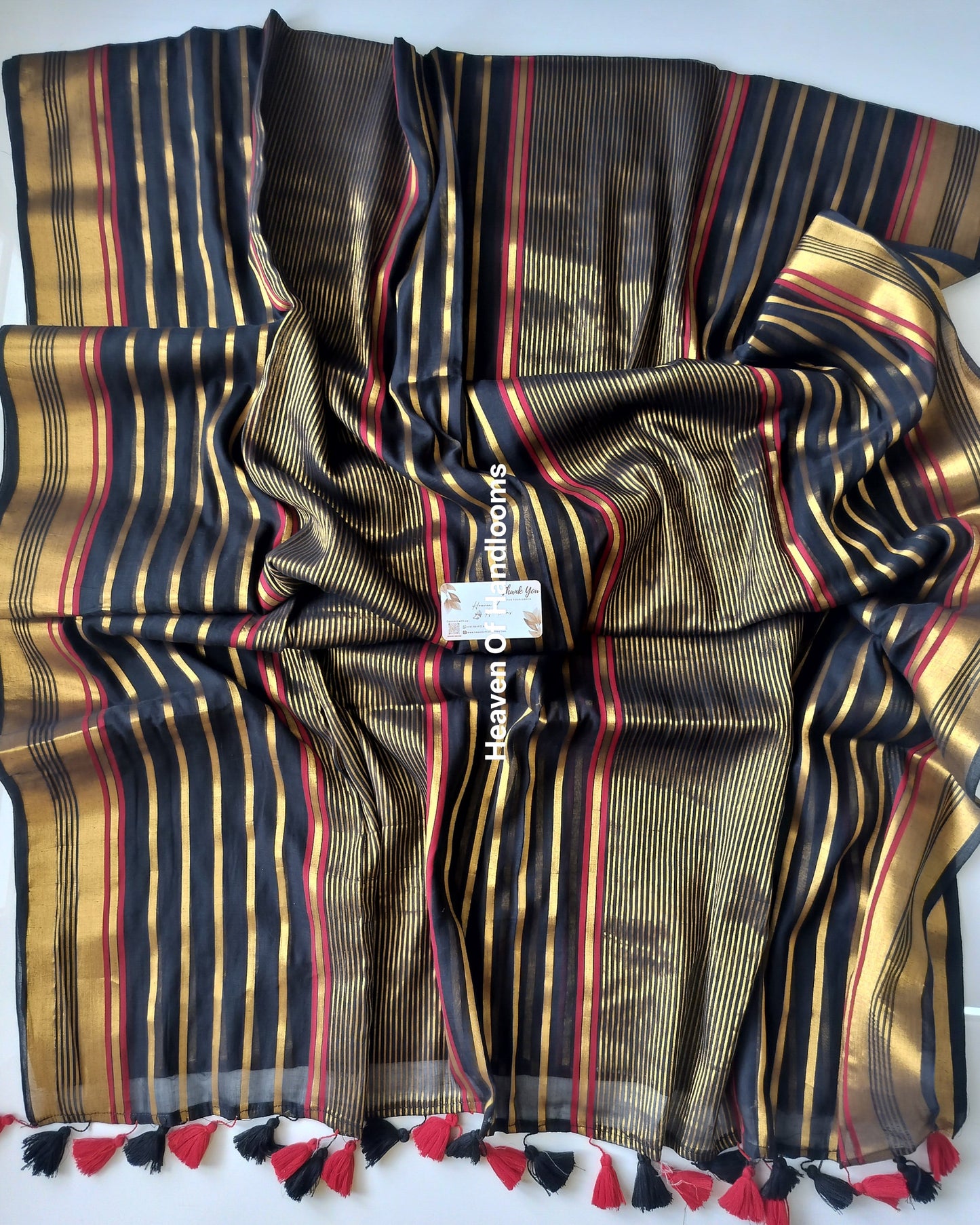 Festive Saree - Black Zari Stripe