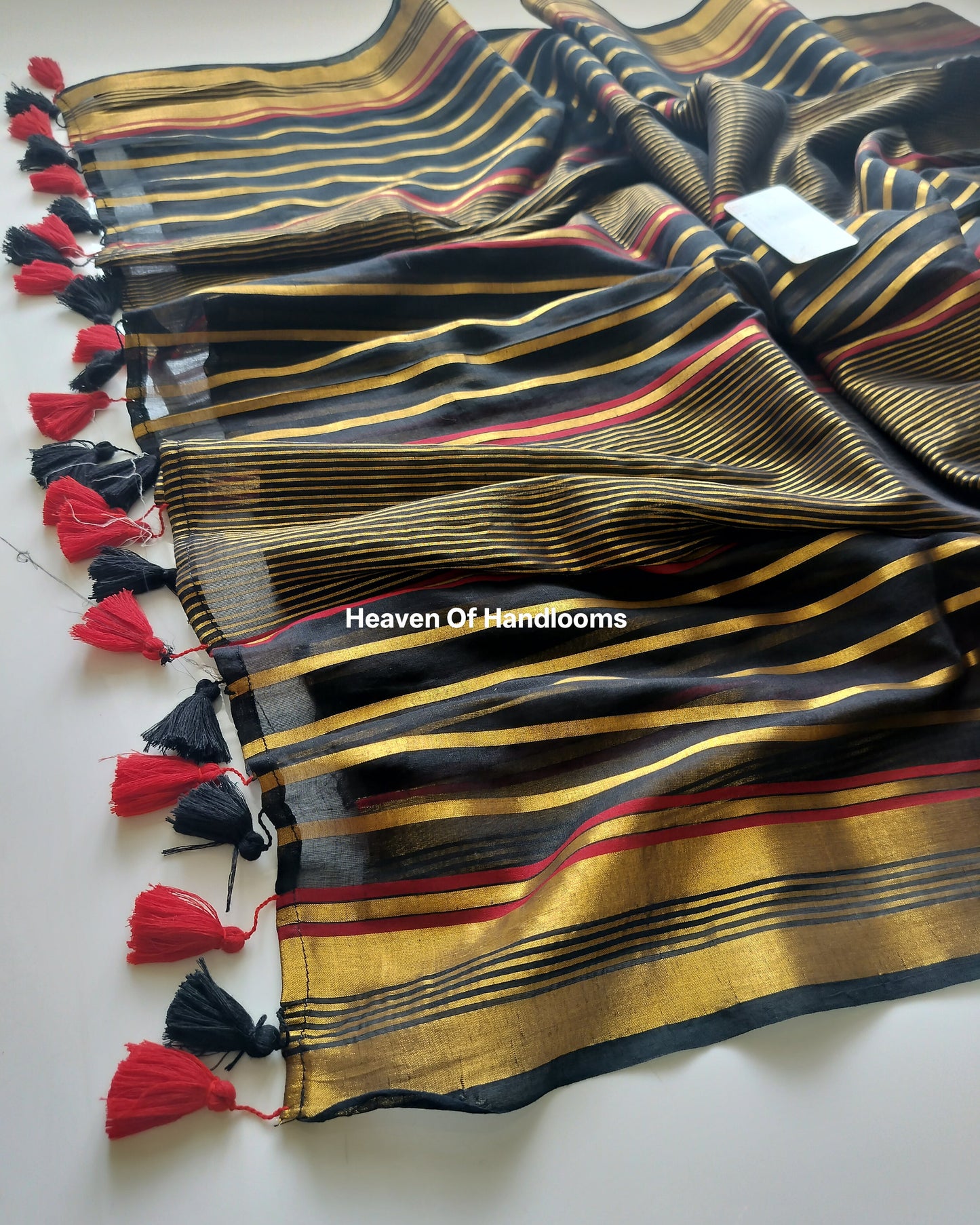 Festive Saree - Black Zari Stripe