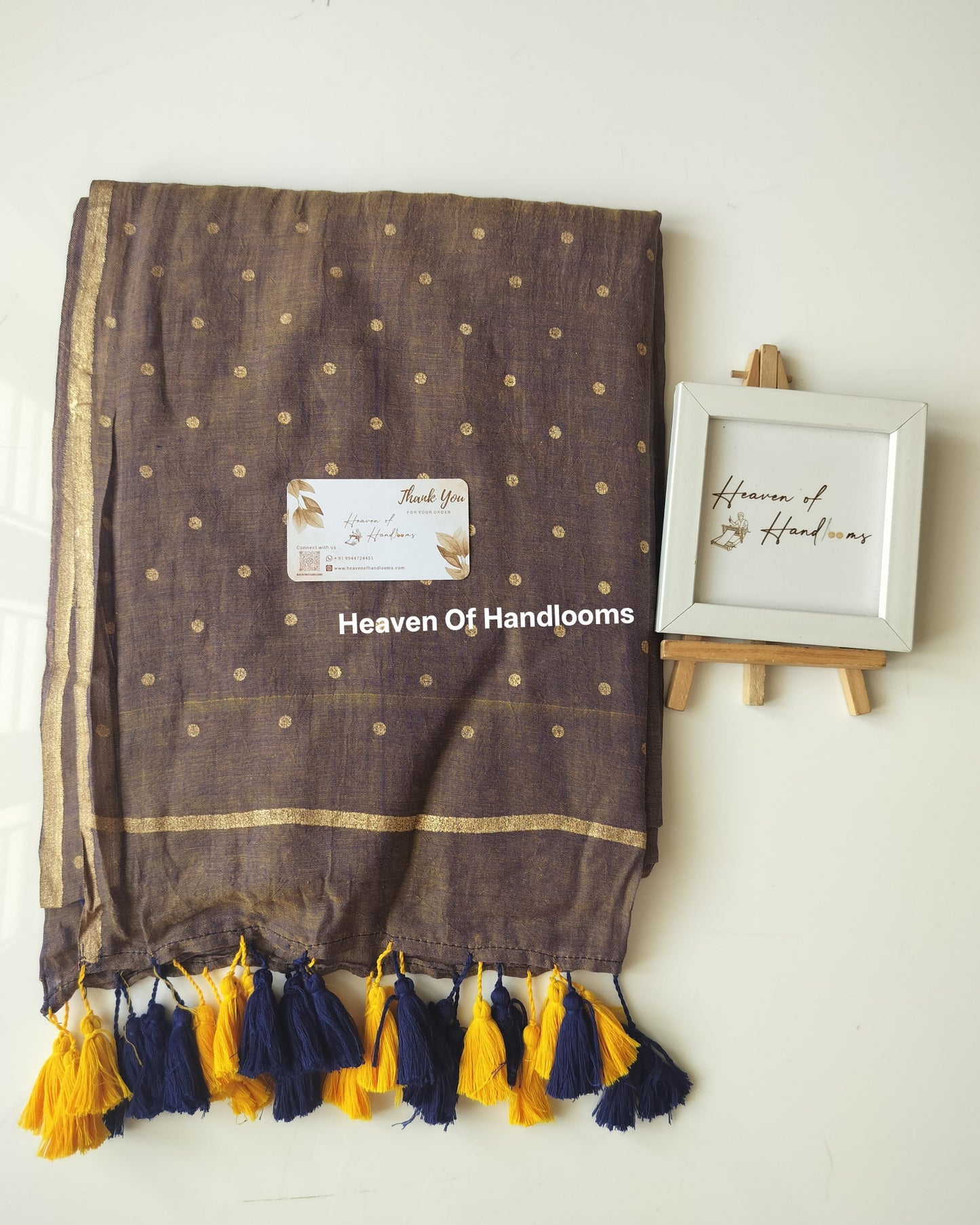 Printed Saree - Peacock Polka