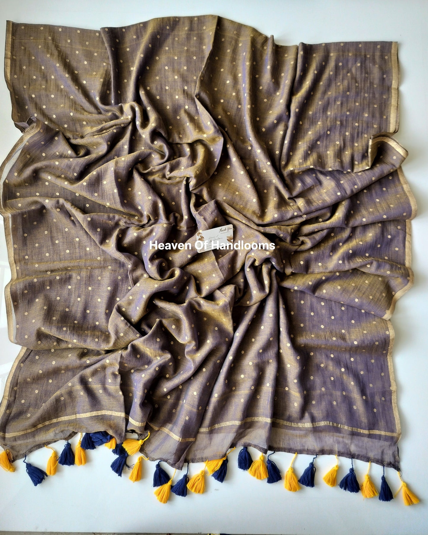 Printed Saree - Peacock Polka