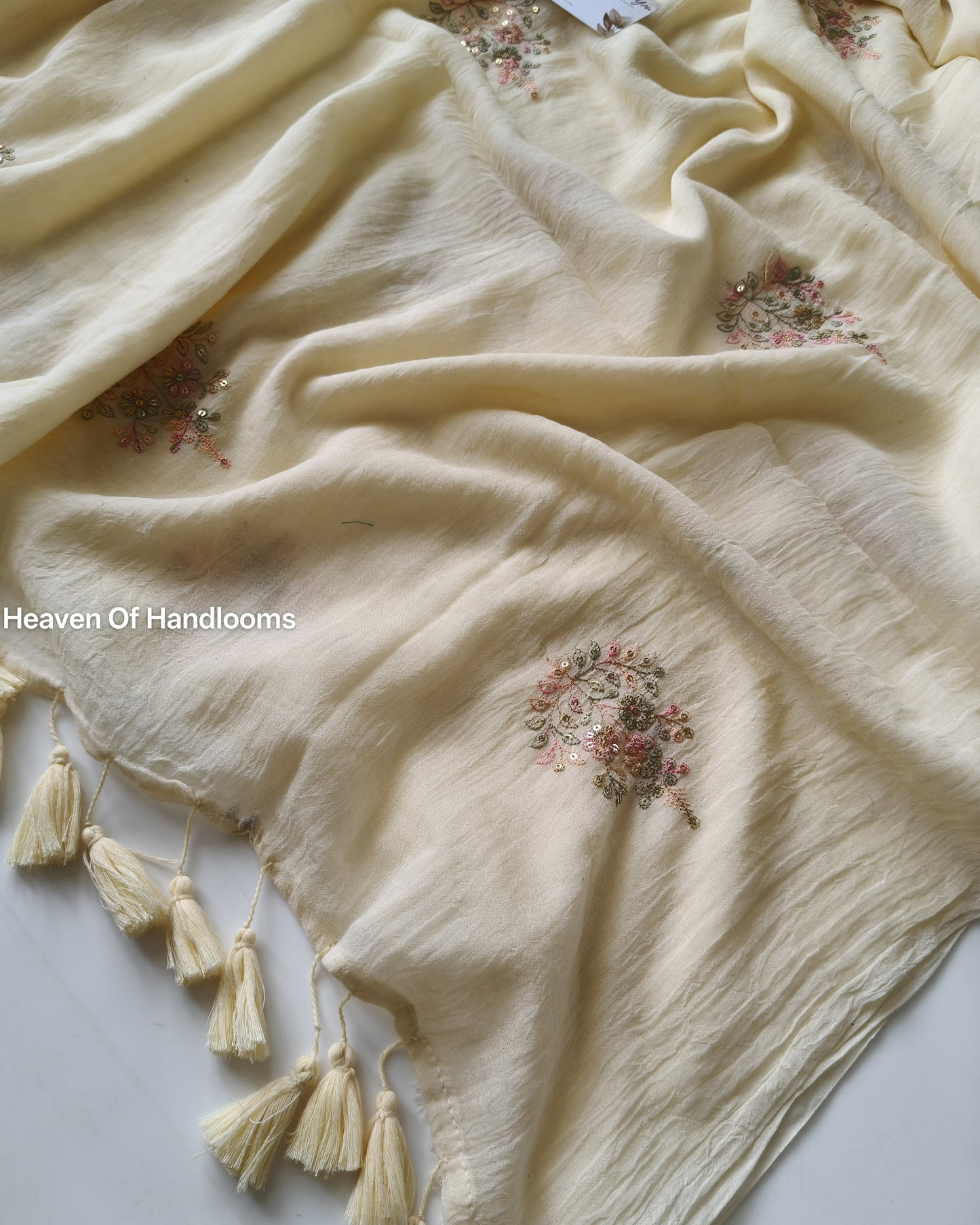 Festive Saree - Cream Floral Seq