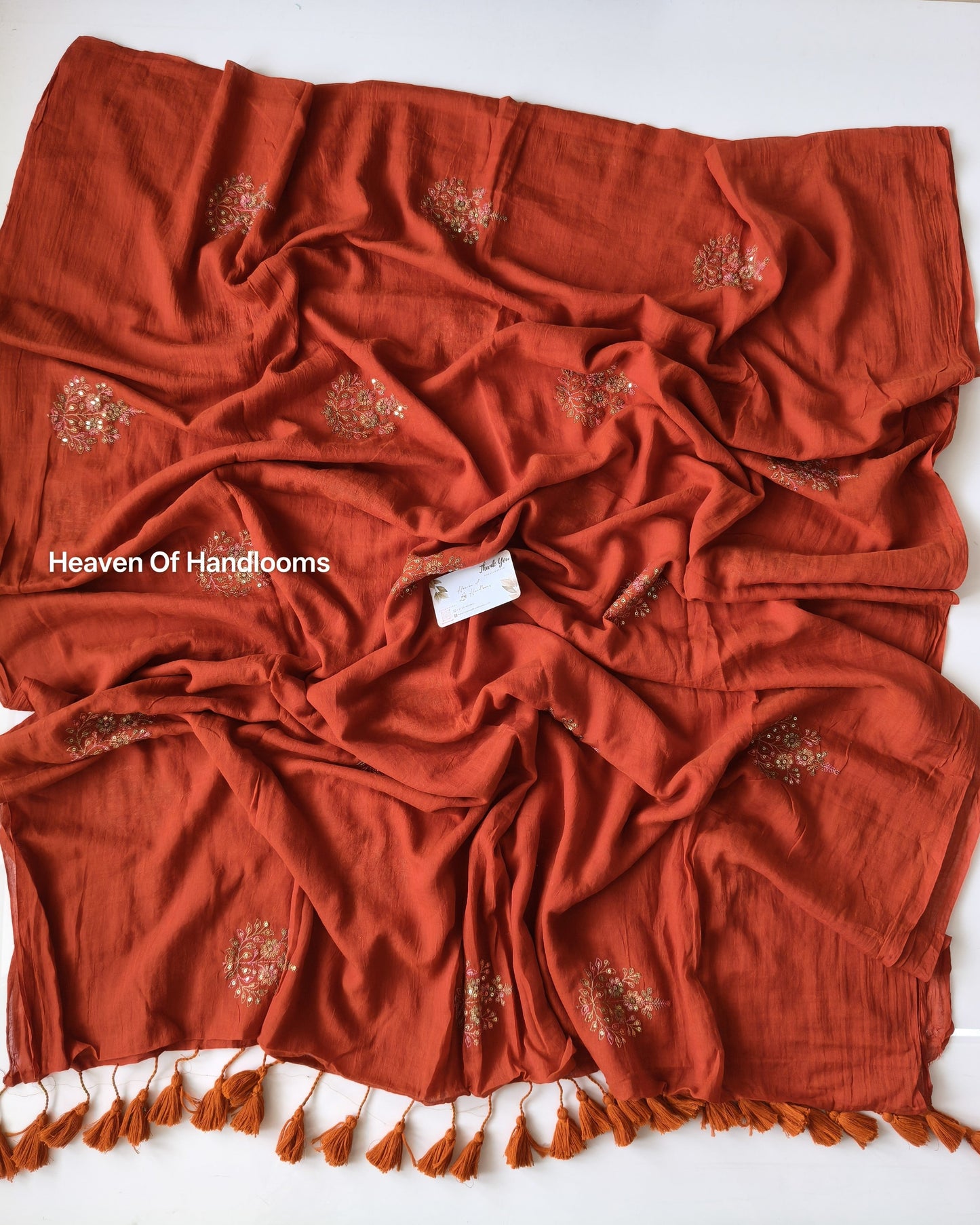Festive Saree - Rust Floral Seq