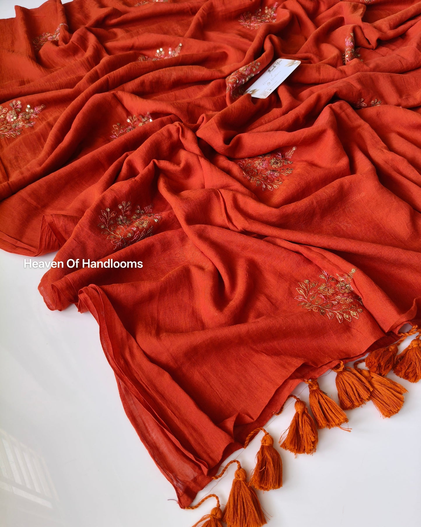 Festive Saree - Rust Floral Seq