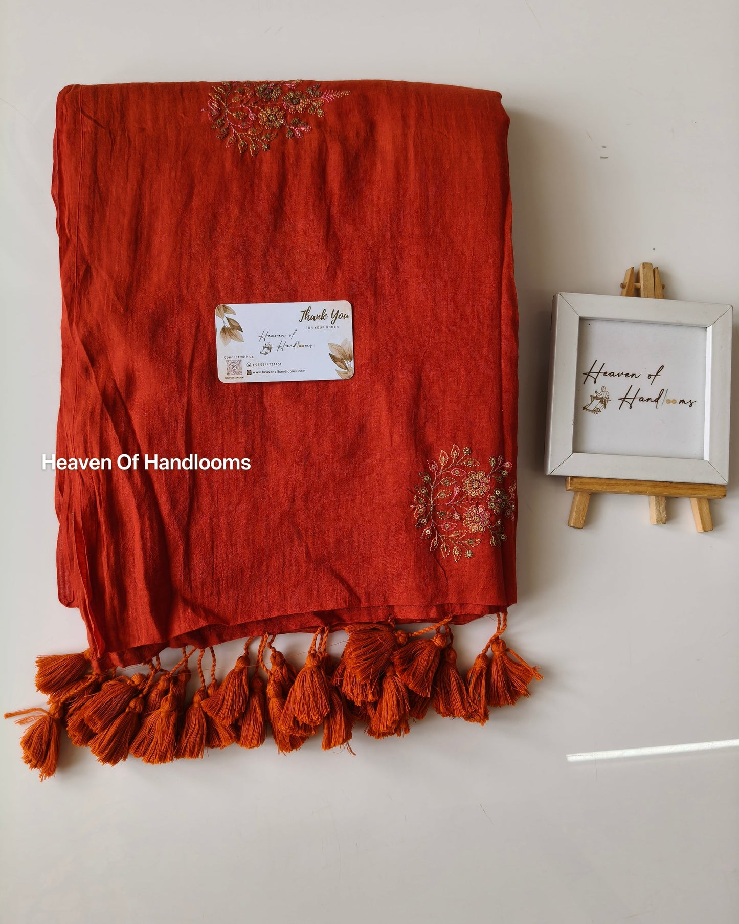 Festive Saree - Rust Floral Seq