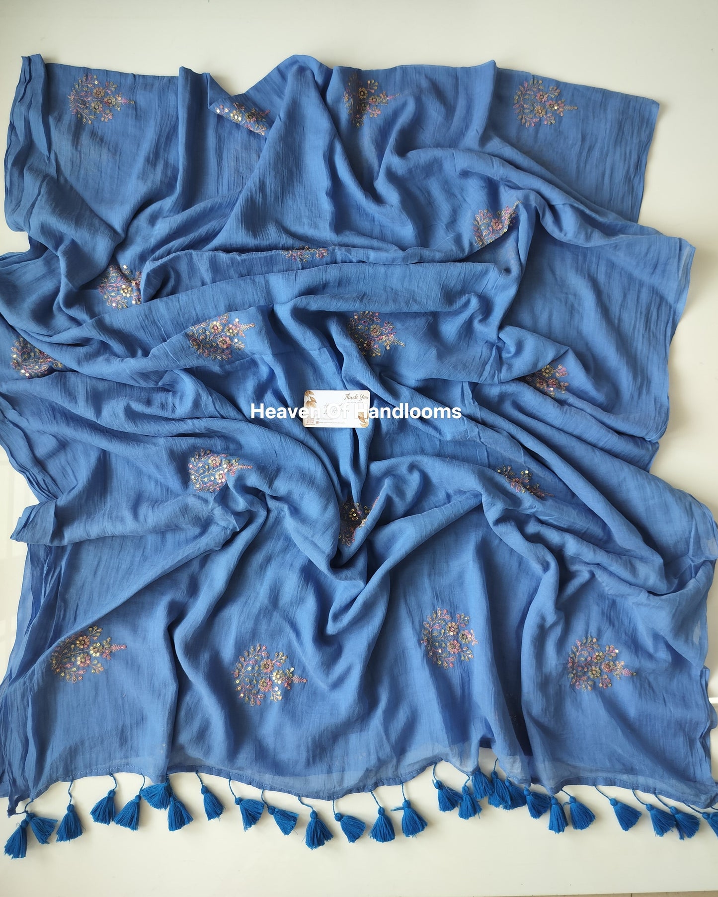Festive Saree - Blue Floral Seq
