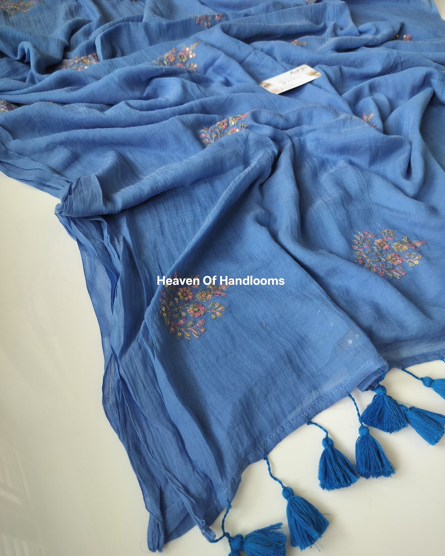Festive Saree - Blue Floral Seq