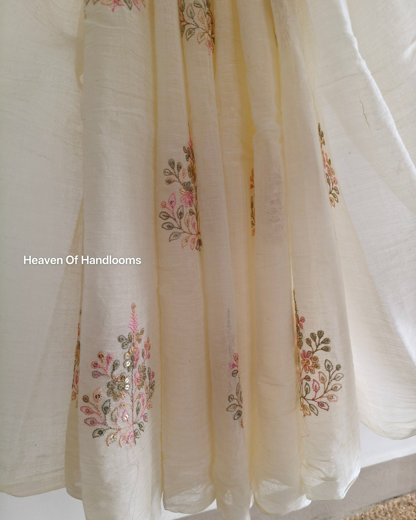Festive Saree - Cream Floral Seq