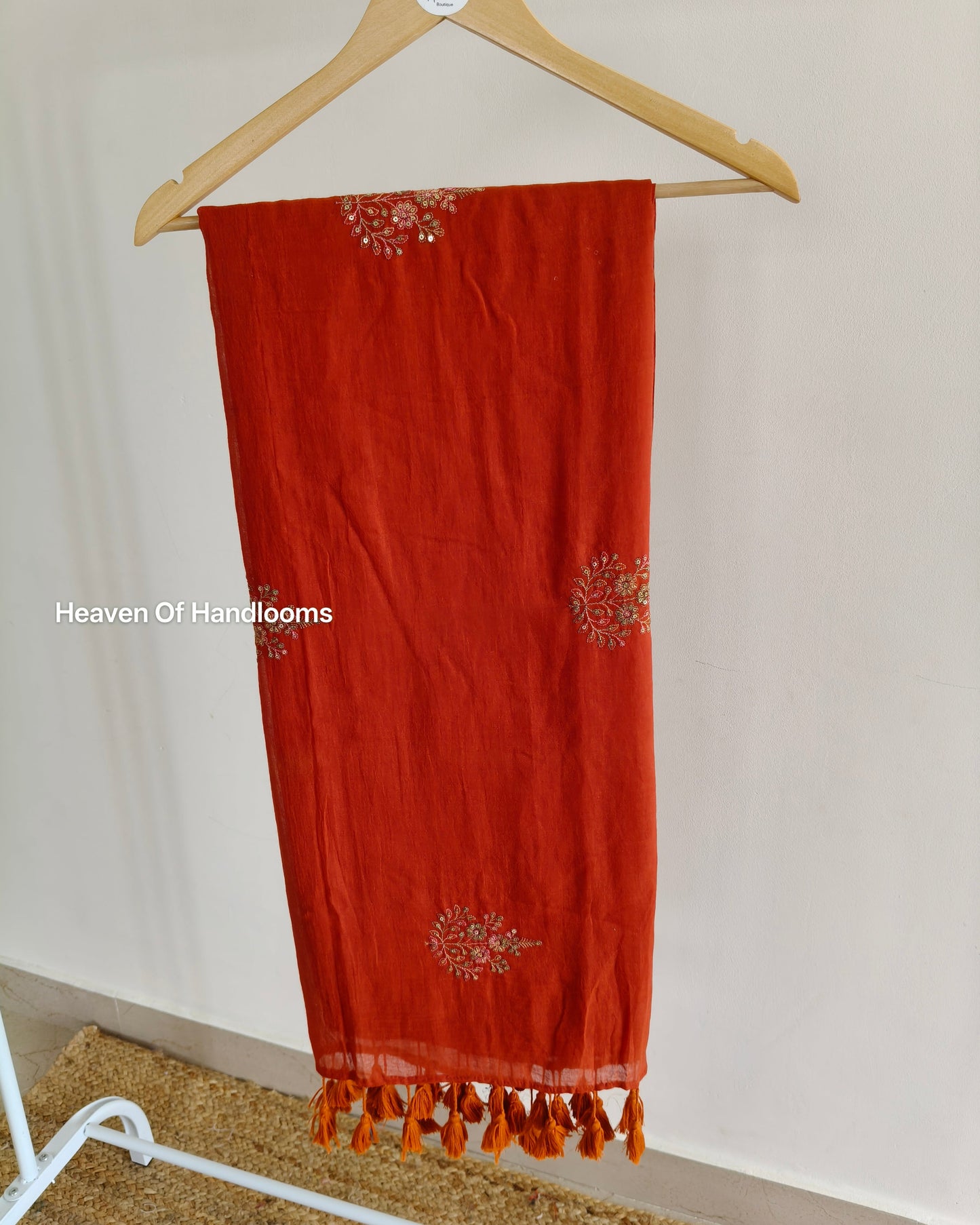 Festive Saree - Rust Floral Seq