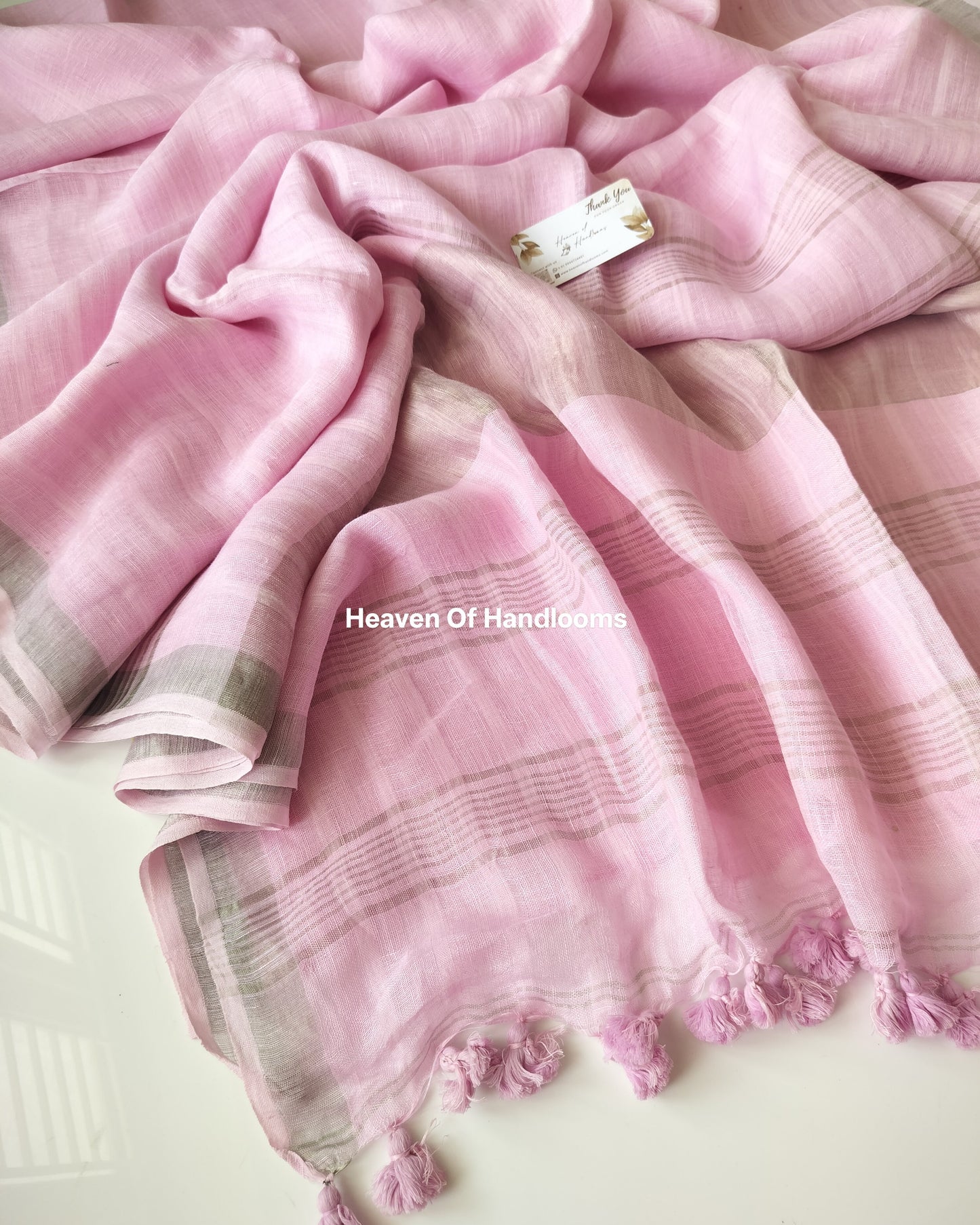 Linen by Linen - Pastel Rose White Stripe