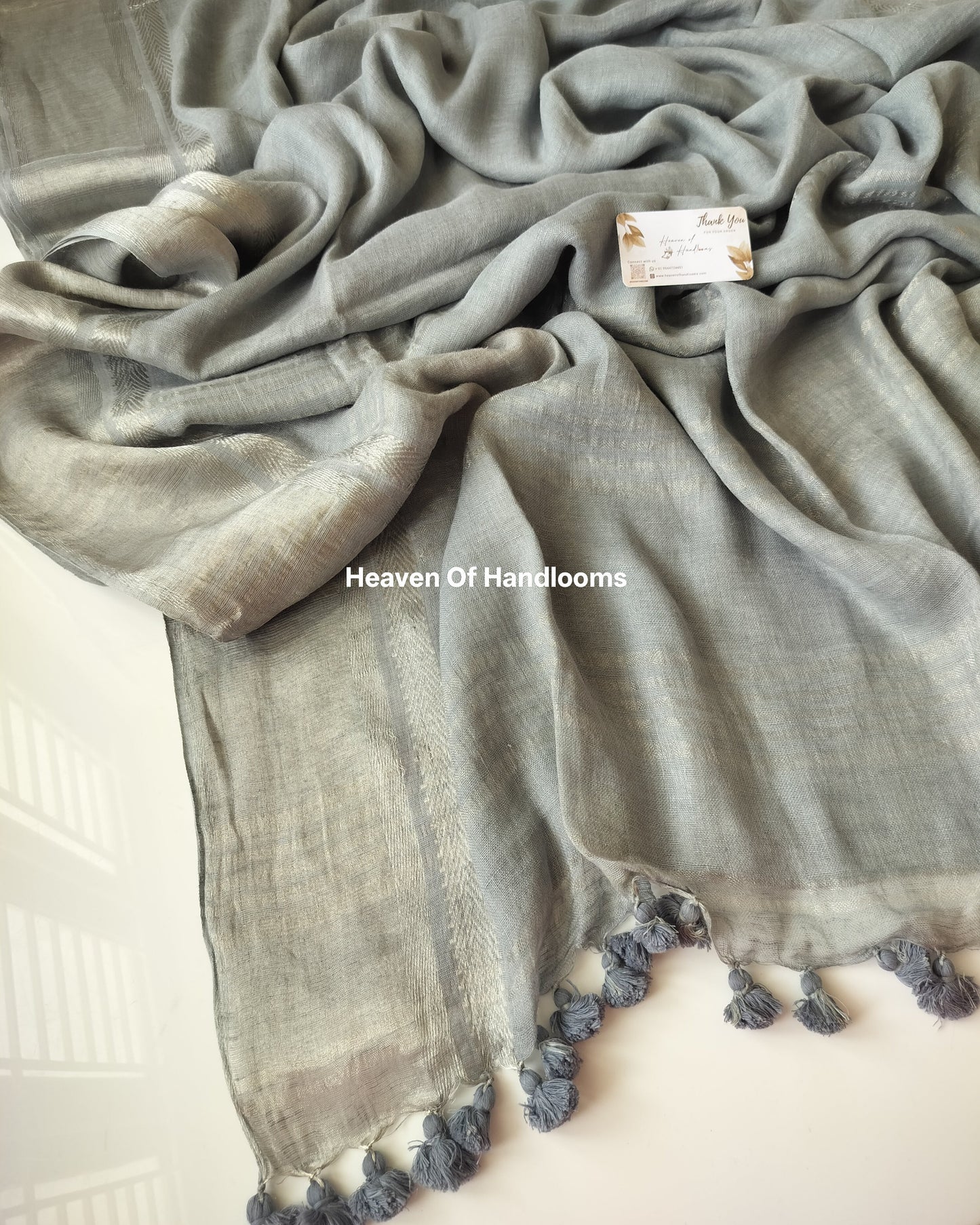 Linen by Linen - Grey Silver Border