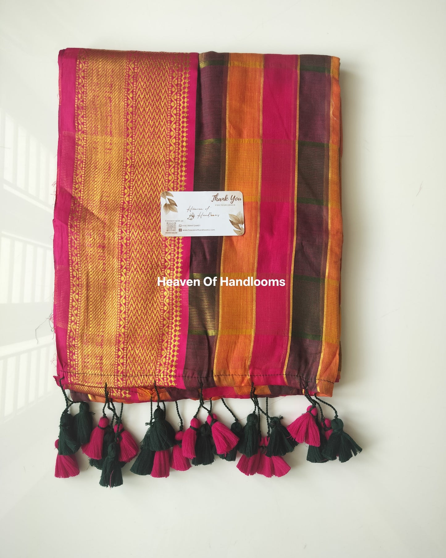 Festive Saree - Madras Check Border