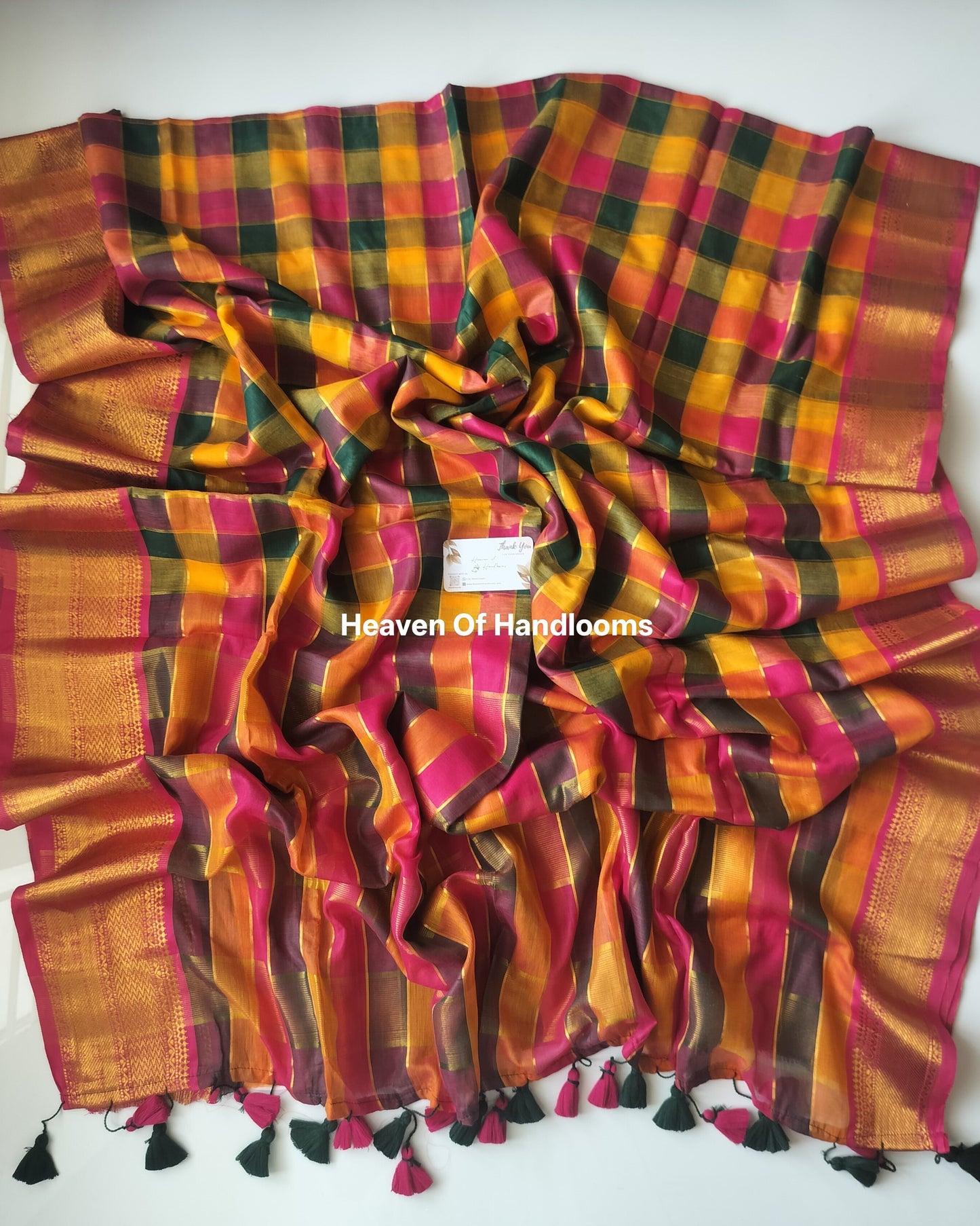 Festive Saree - Madras Check Border