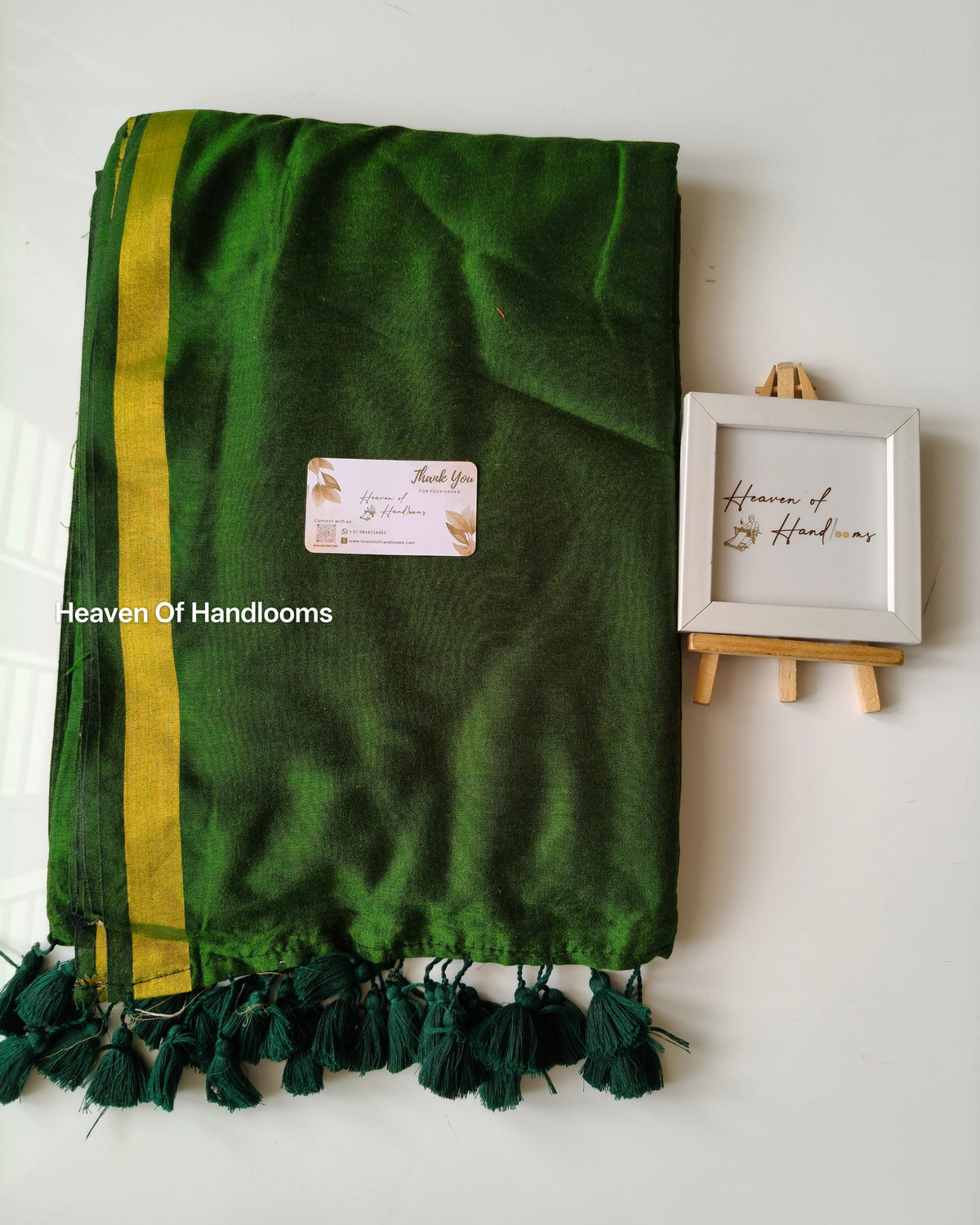 Festive Saree - Bottle Green Plain  Zari