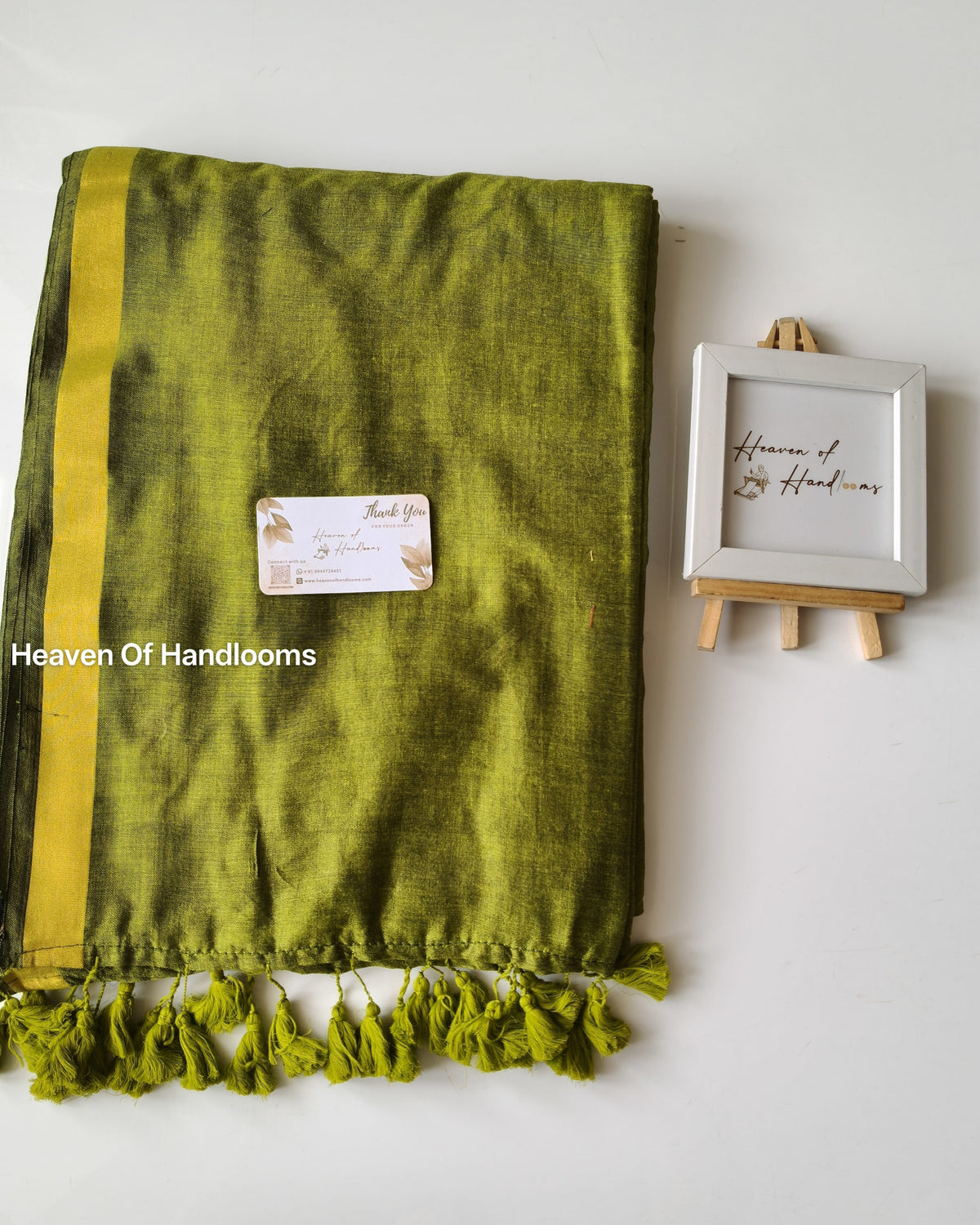 Festive Saree - Olive  Green Plain  Zari