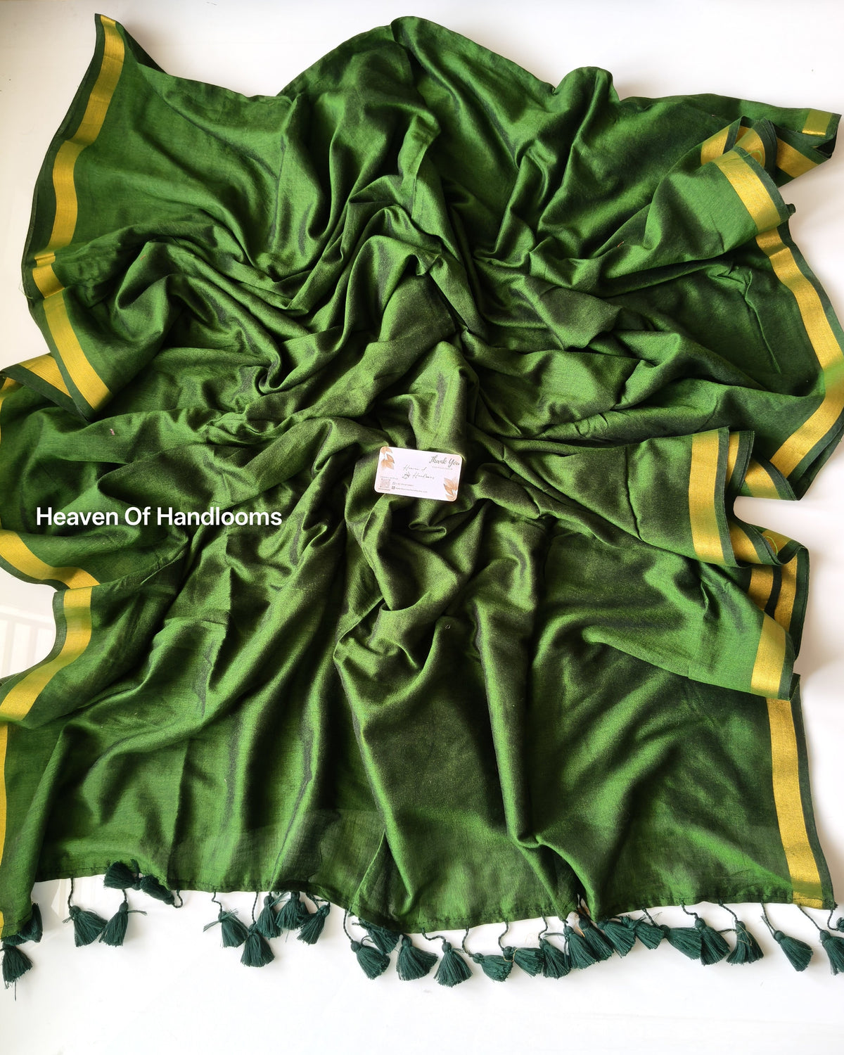 Festive Saree - Bottle Green Plain  Zari