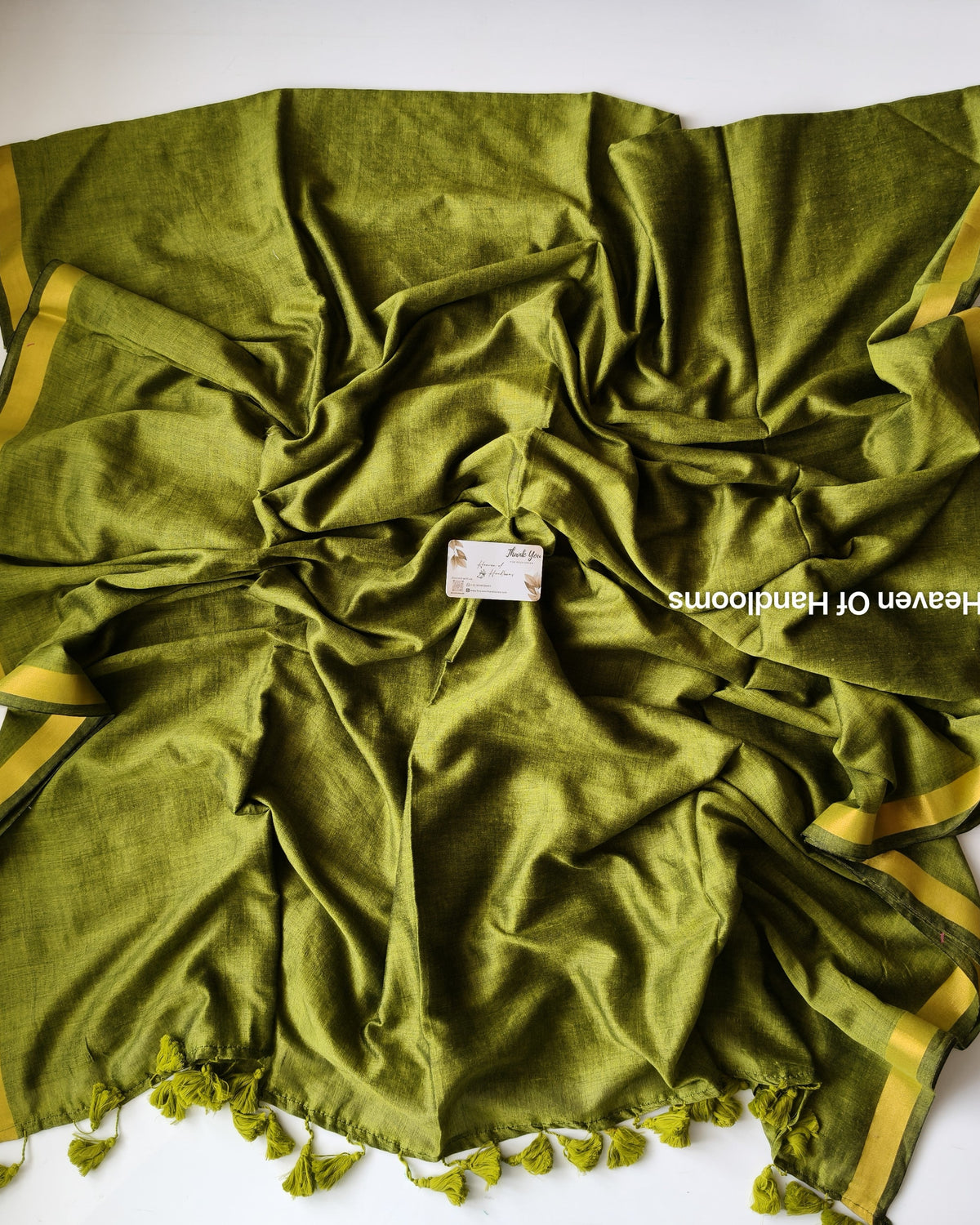 Festive Saree - Olive  Green Plain  Zari