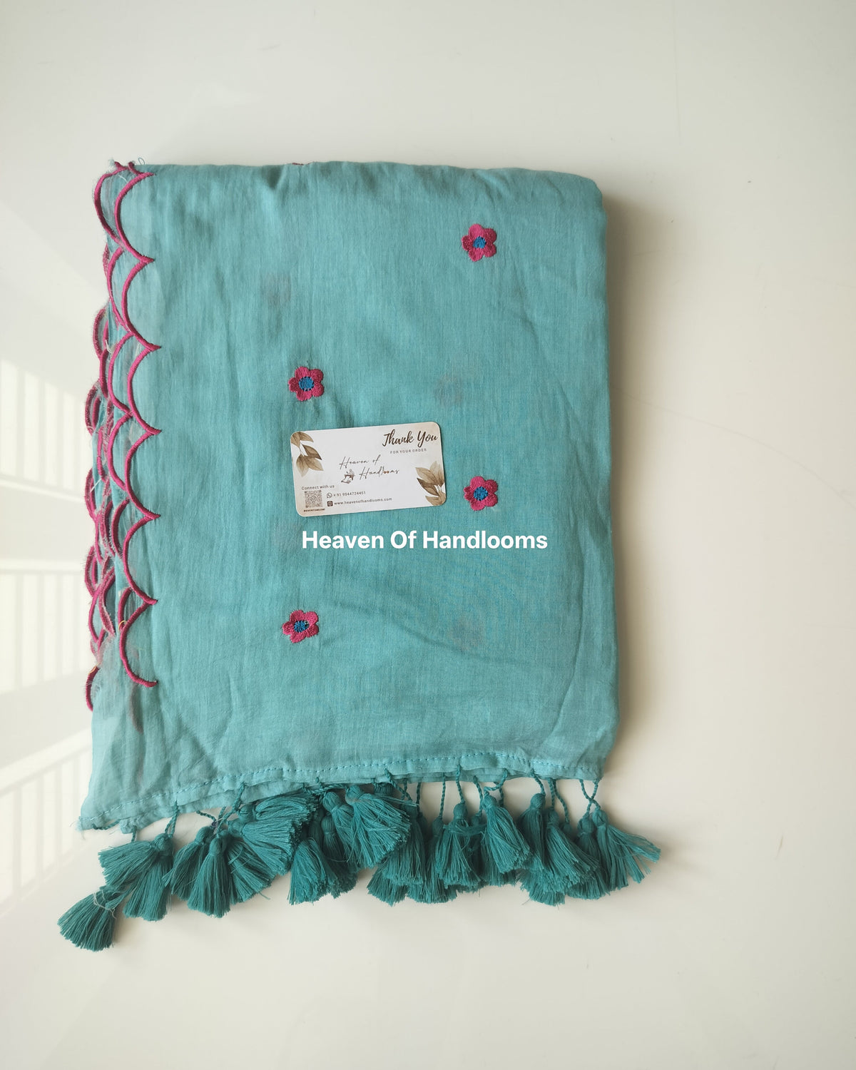 Embroidery Saree - Sky Scallop