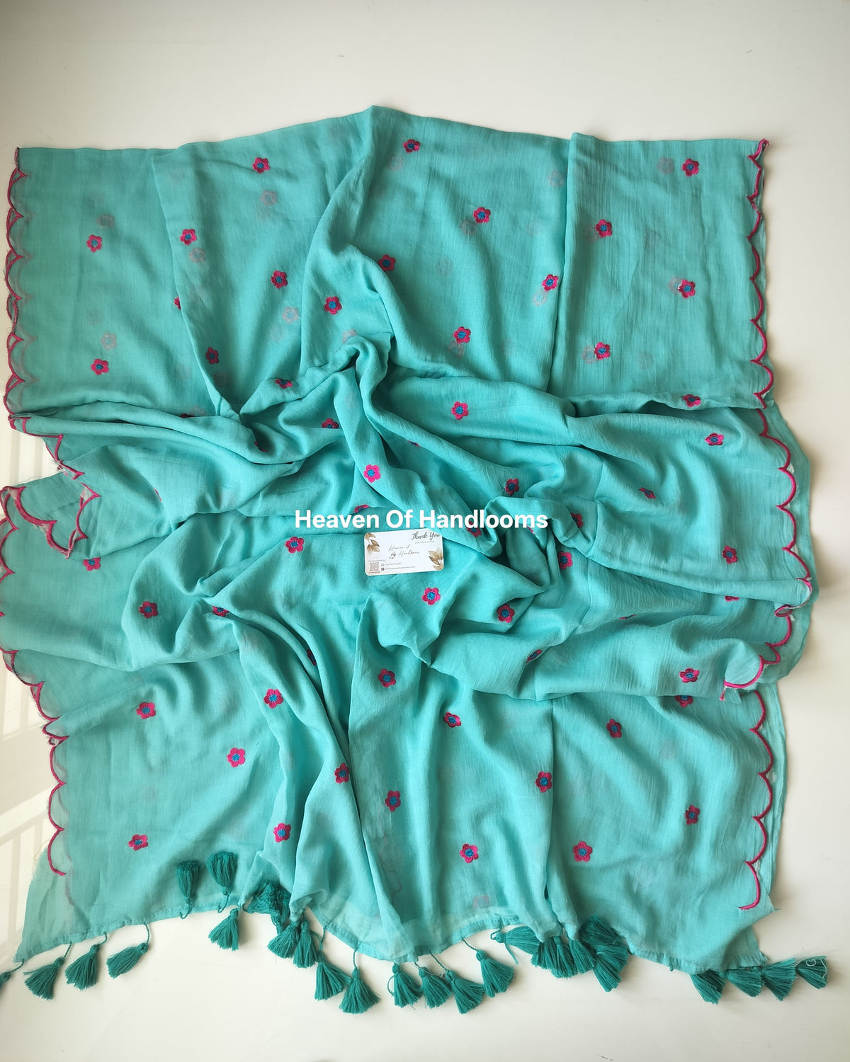 Embroidery Saree - Sky Scallop