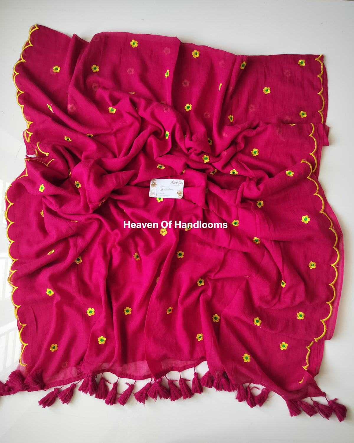 Embroidery Saree - Rani Scallop