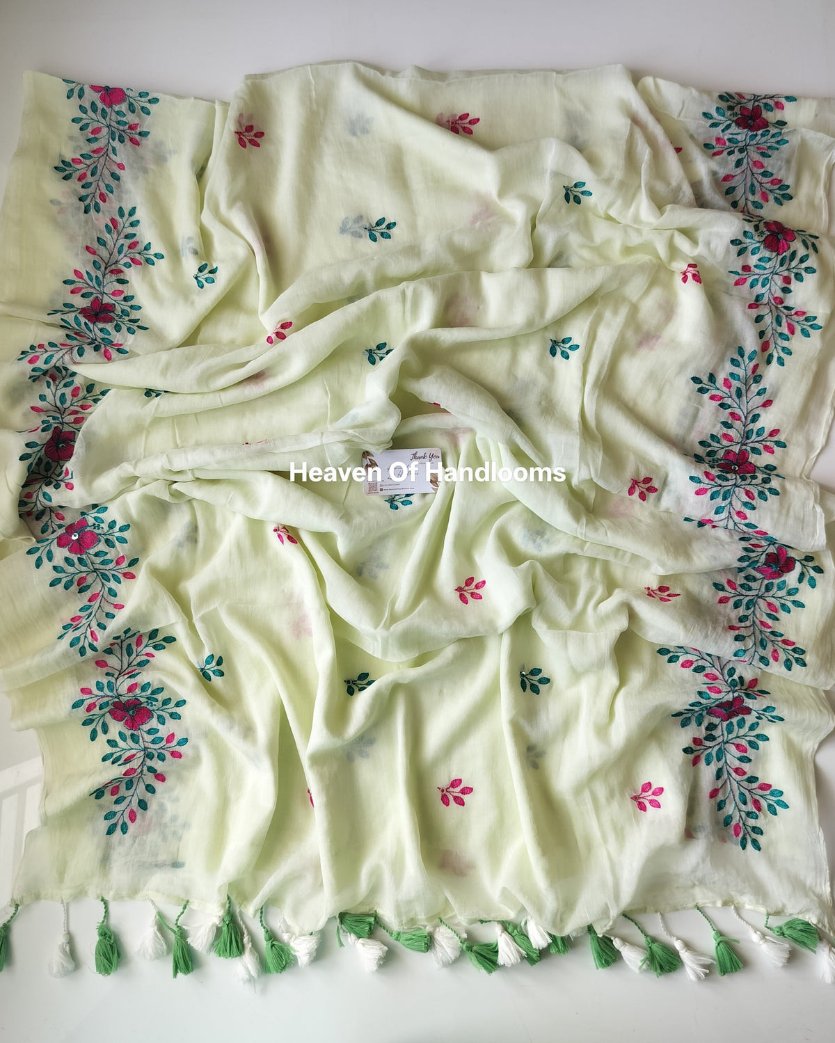 Festive Saree - Mint Gulab