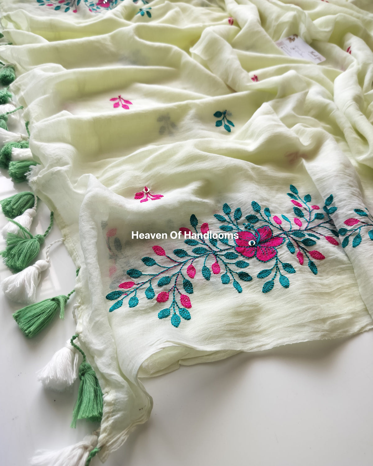 Festive Saree - Mint Gulab