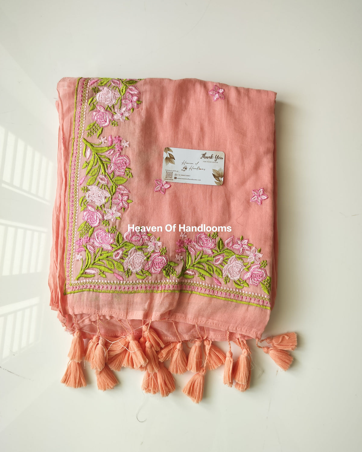 Festive Saree - Peach Gulab