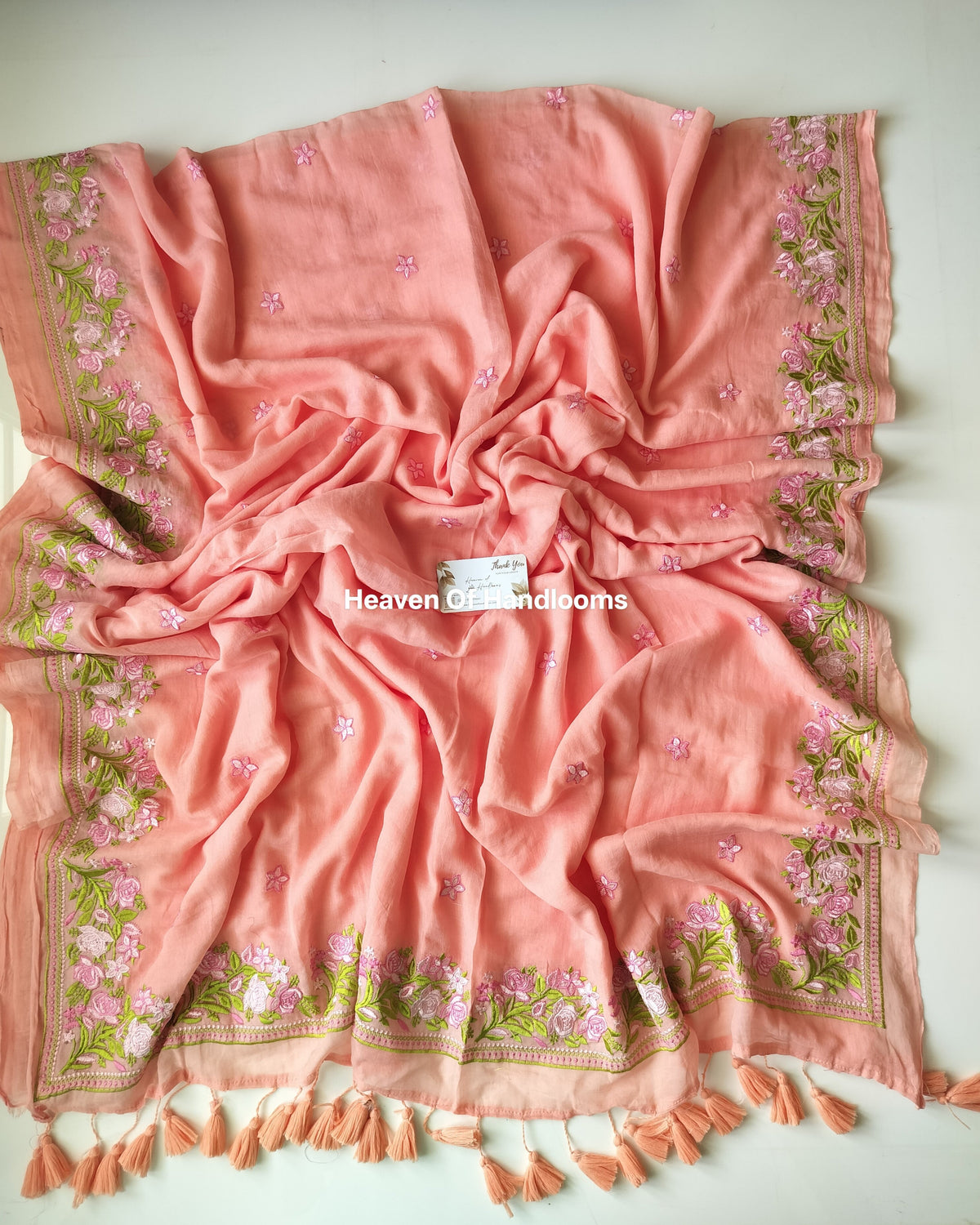 Festive Saree - Peach Gulab