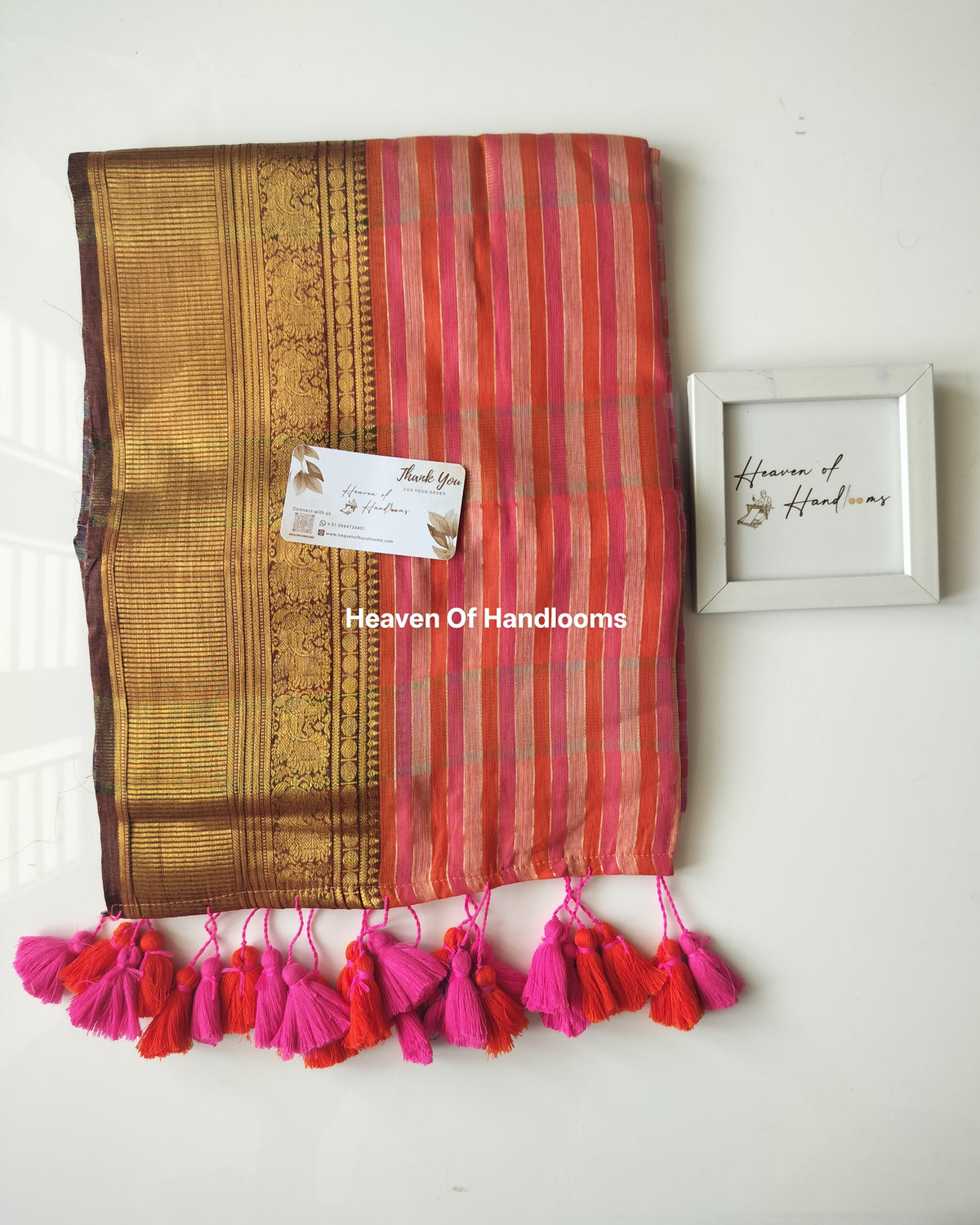 Festive Saree - Peach Kattam Kanchi Border
