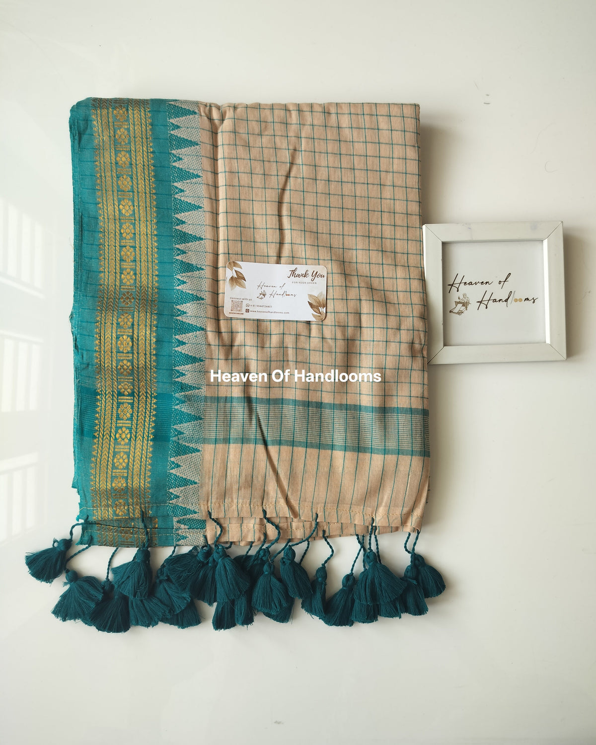 Festive Saree - Teal Kanchi Border