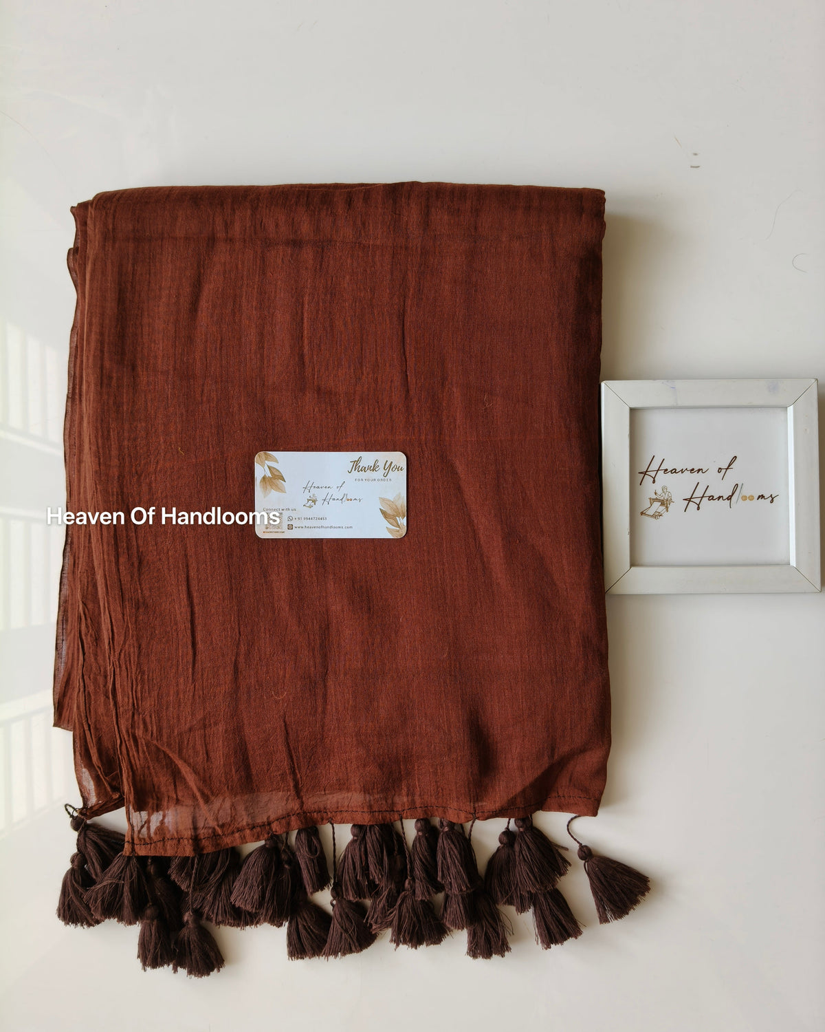 Plain Mul Saree - Brown