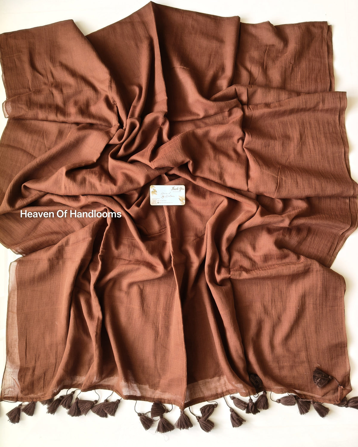 Plain Mul Saree - Brown