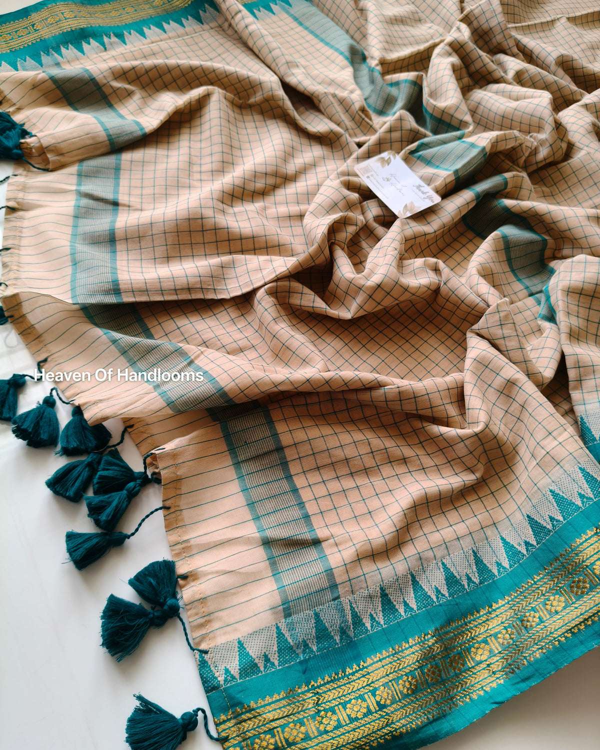 Festive Saree - Teal Kanchi Border