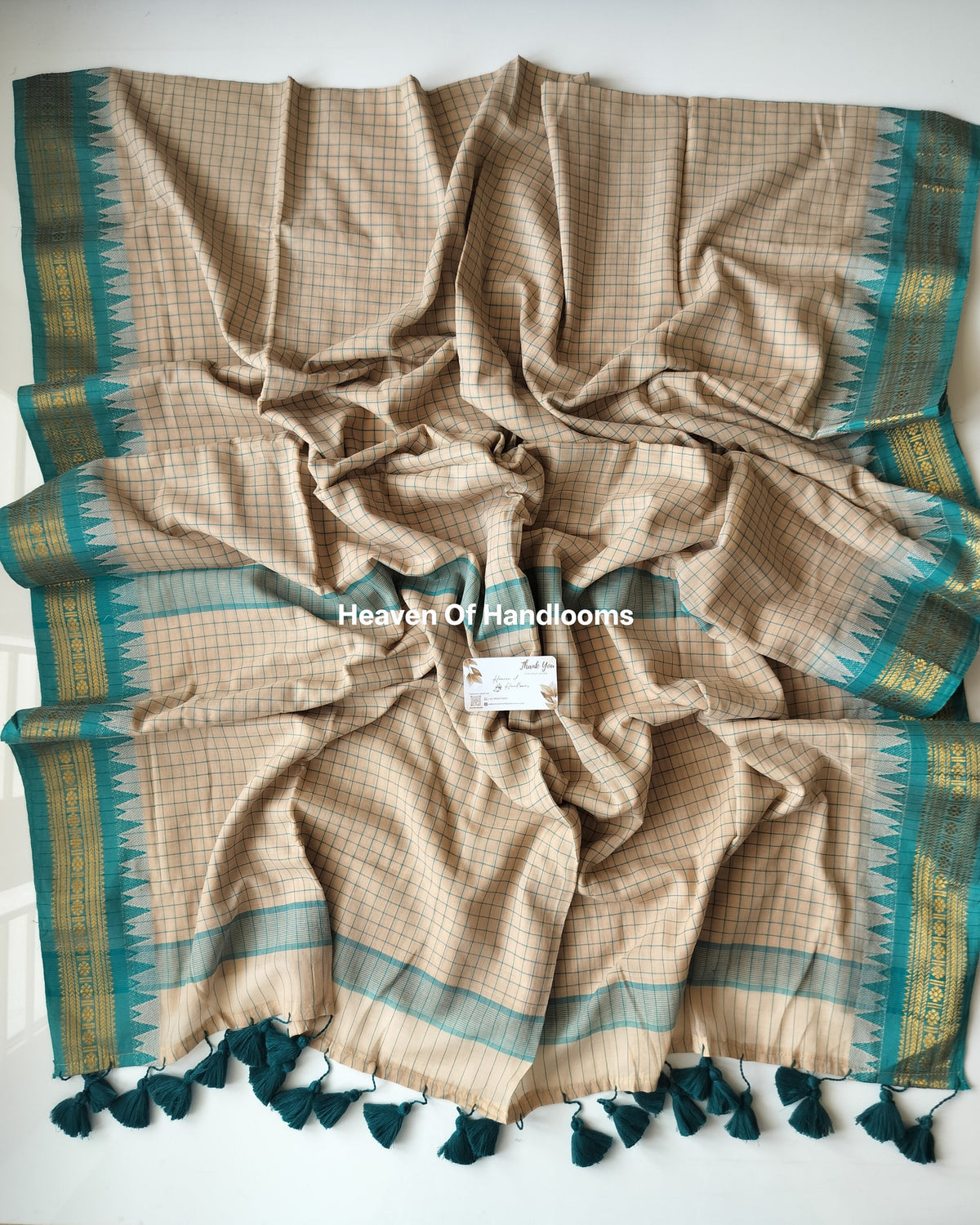 Festive Saree - Teal Kanchi Border