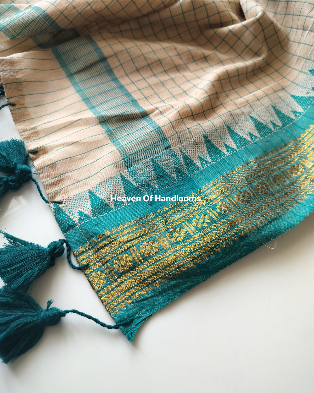 Festive Saree - Teal Kanchi Border