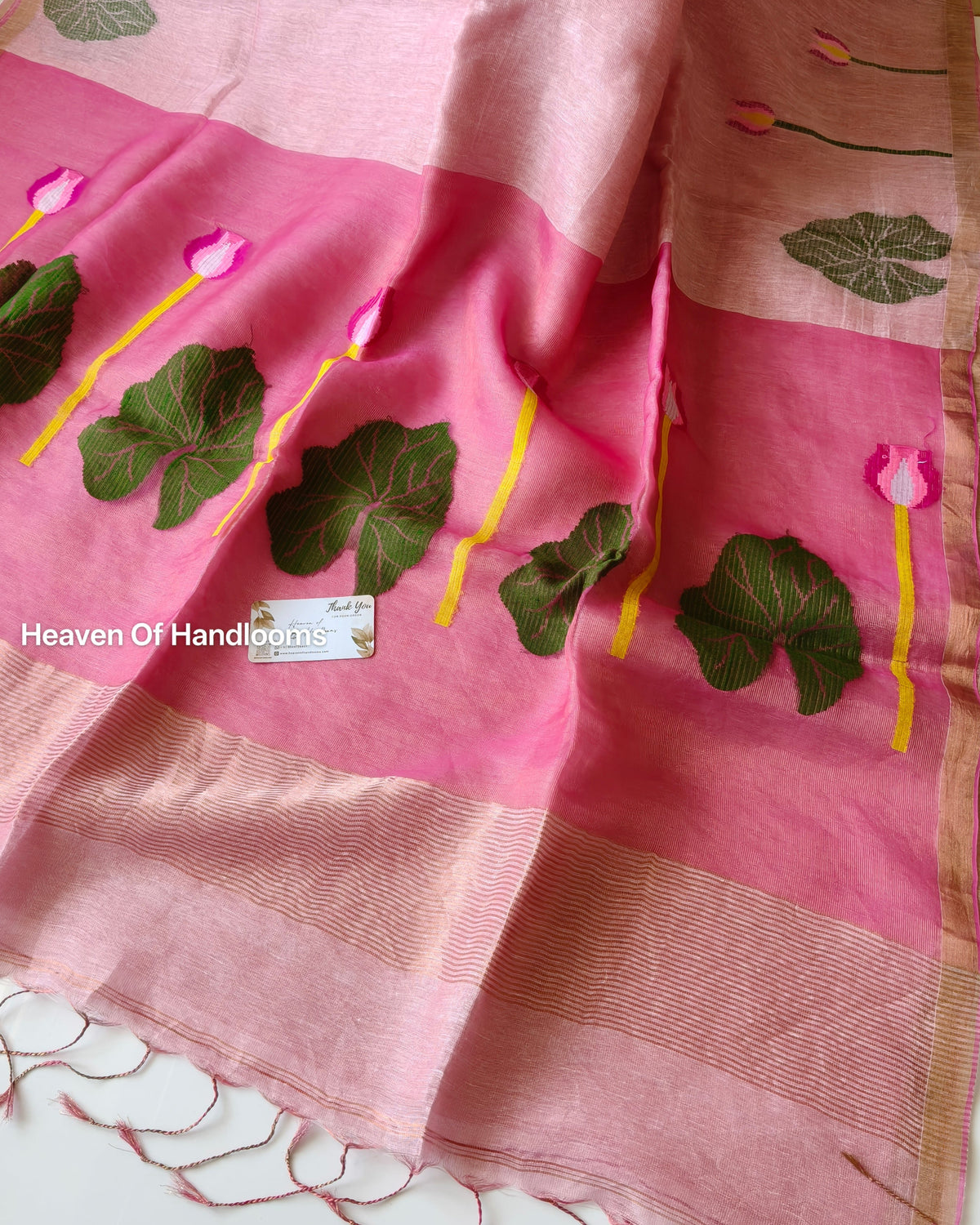 Linen by Silk -  Lotus Reshom Pallu